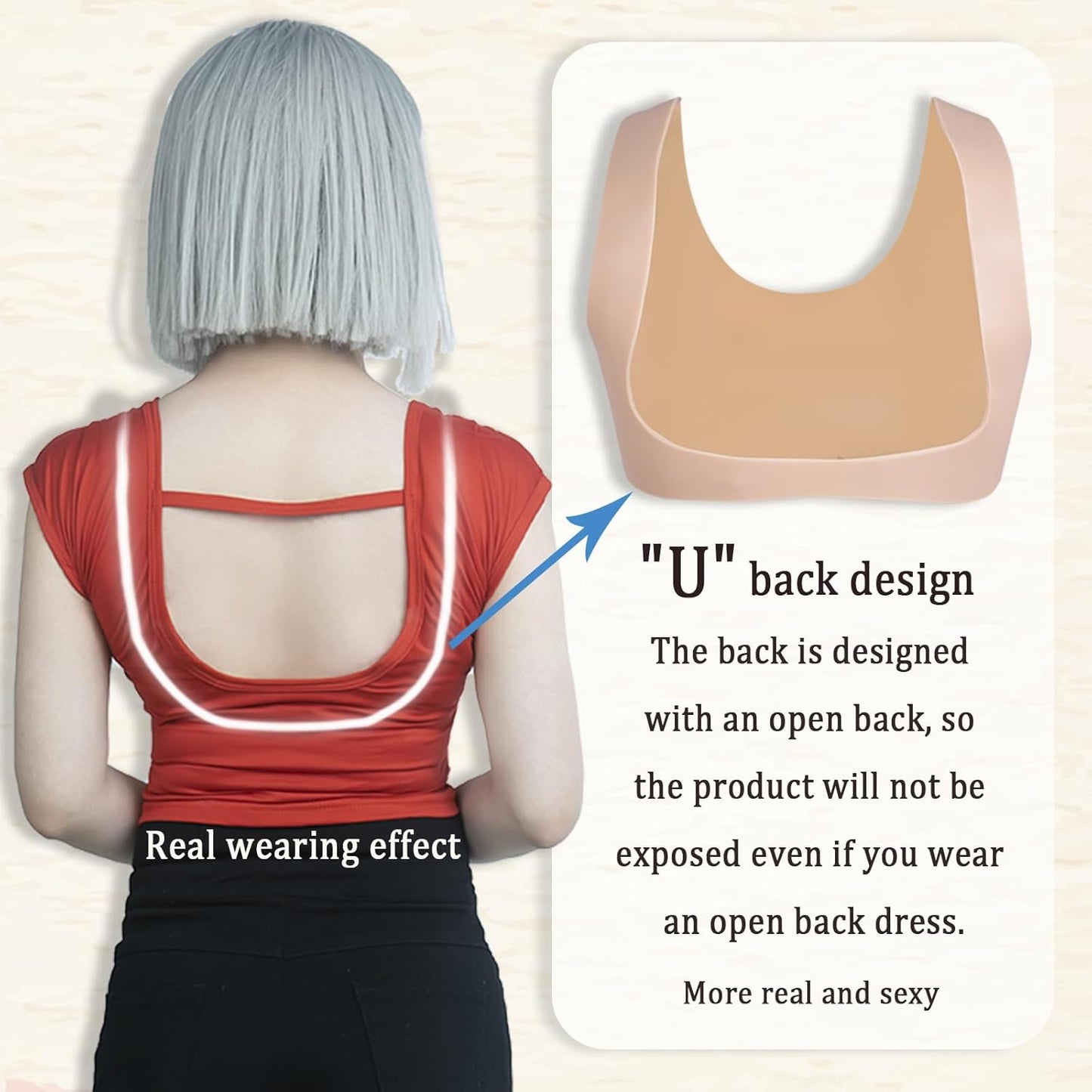 Brustform D-Cup Crossdressing, D cup-Flüssig Silikon Füllung Elfenbeinweiss