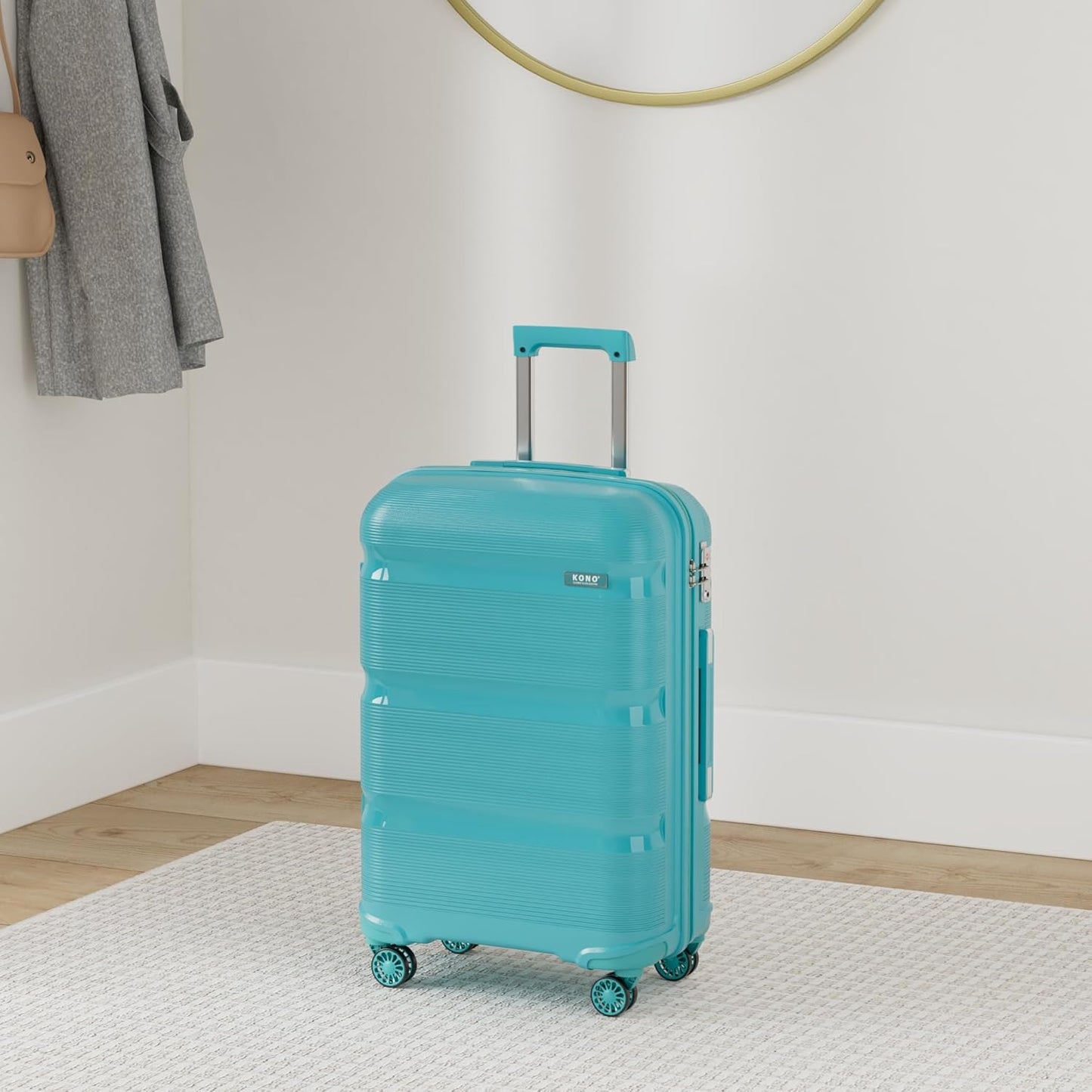 3-teiliges Hartschalenkoffer-Set mit TSA Schloss, Medium, Large, Extra Large Türkis Grün