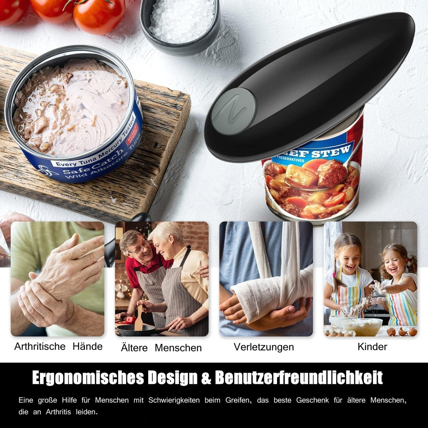 Elektrischer Dosenöffner KC08, Schwarz