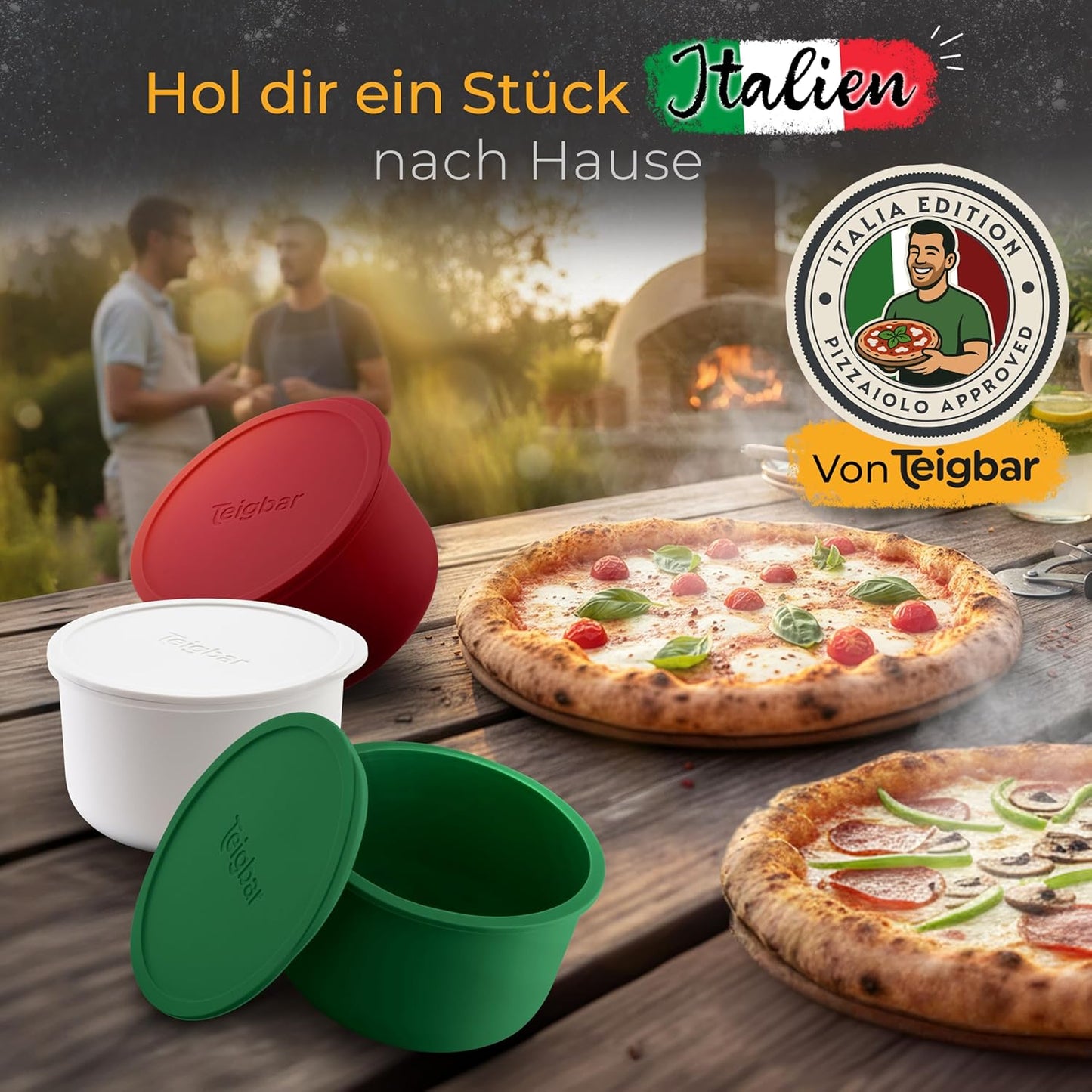 3er-Set Pizzaballenbox mit Deckel, 3er Set