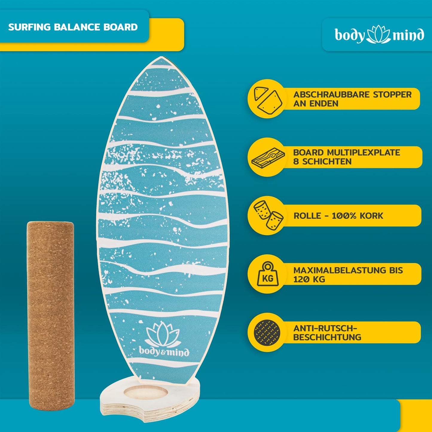 Surf Balance-Board für Gleichgewichtstraining, Light Waves