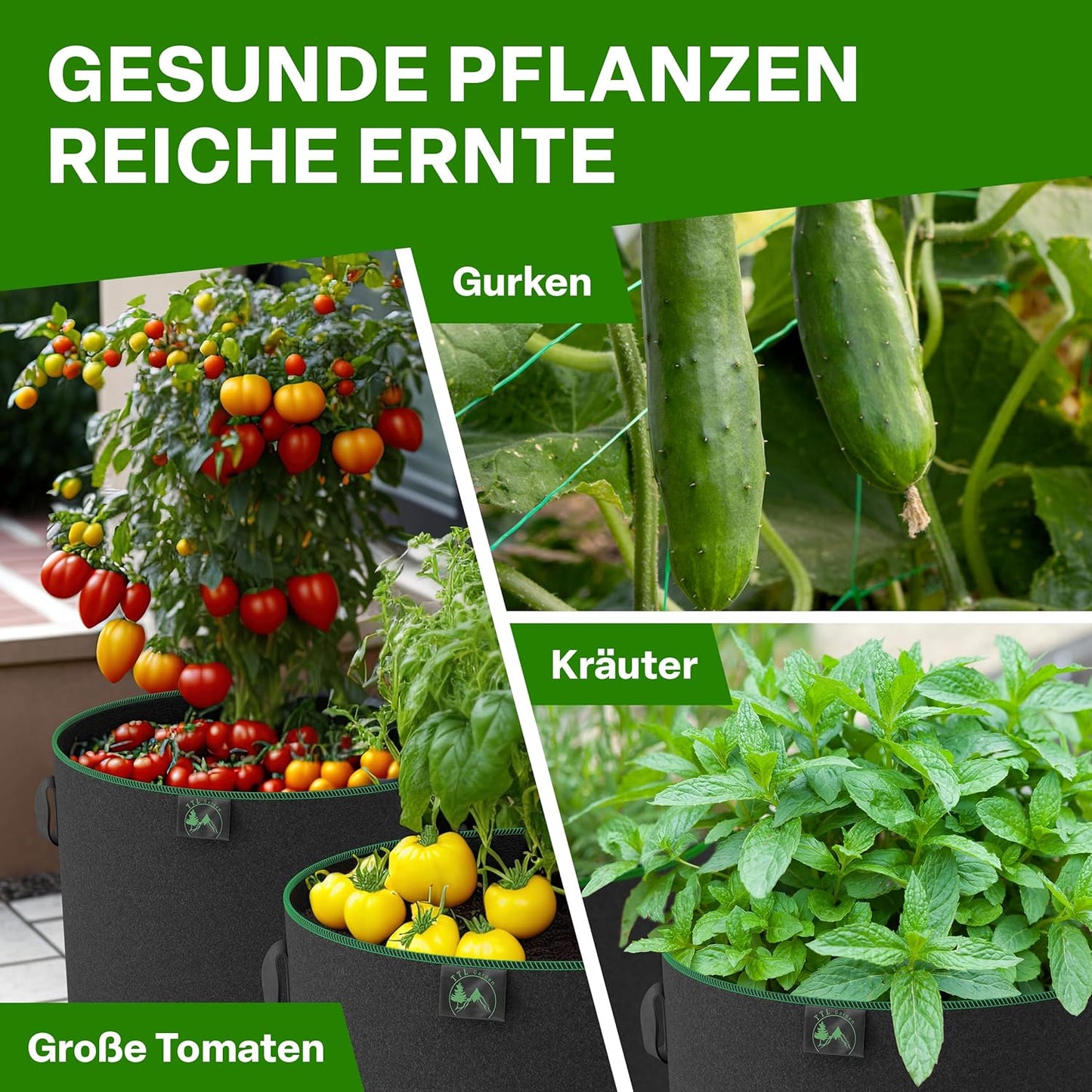 5er-Set Pflanzsäcke, 40 Liter, 40 Liter Allrounder 5
