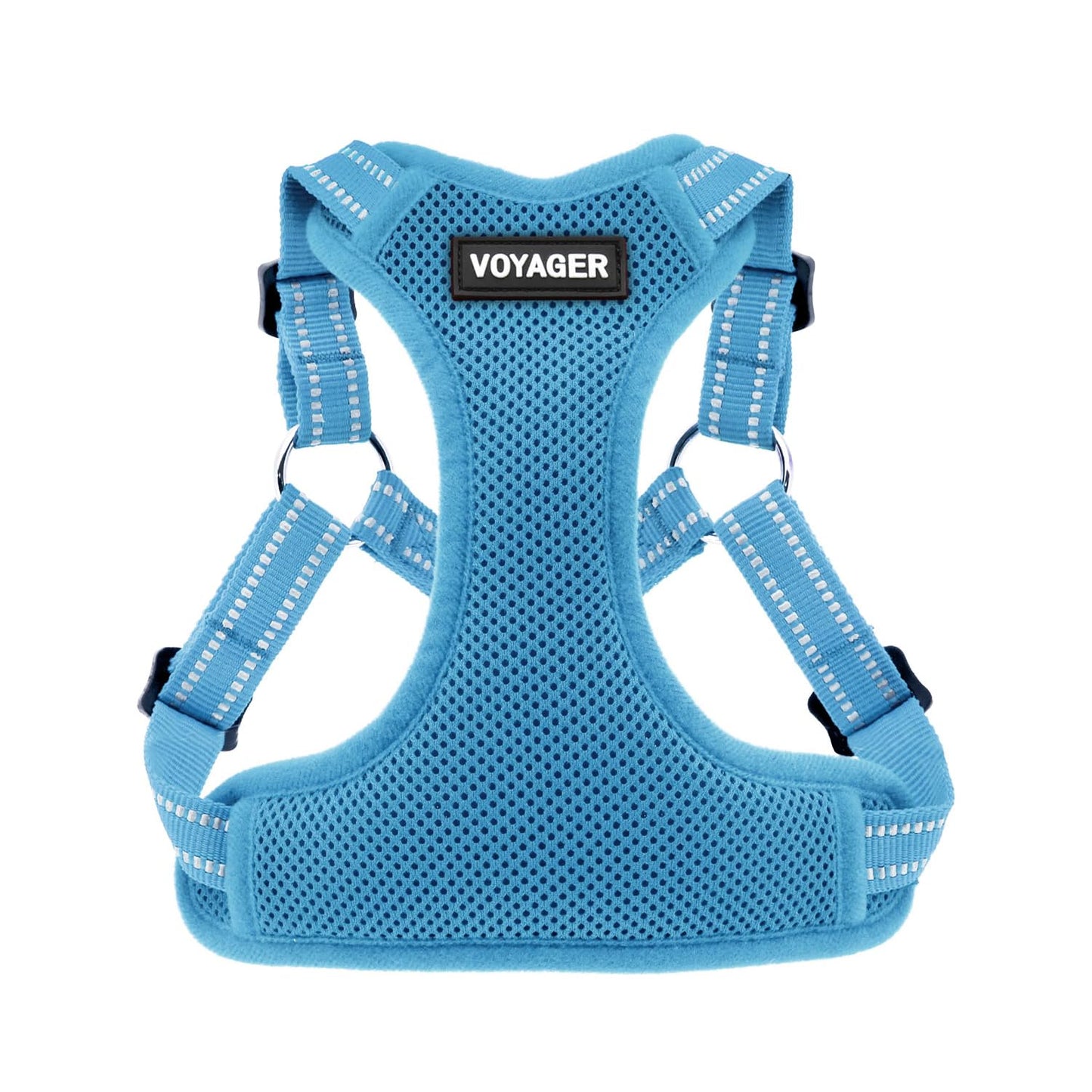 Verstellbares Hundegeschirr mit Reflektorstreifen, Geschirr (Babyblau) S (Chest: 15 - 18")