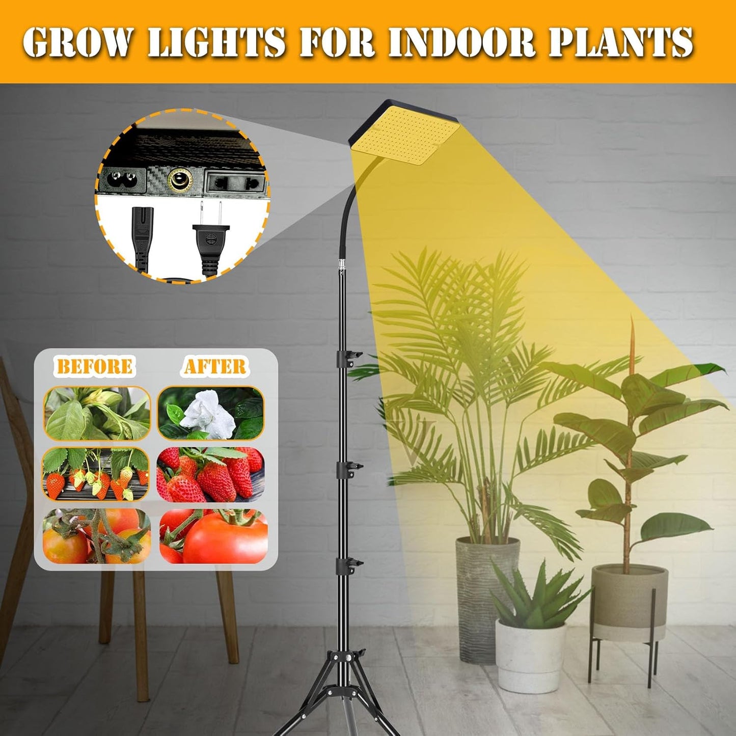 LED-Pflanzenlampe mit Ständer & Timer, Tripod Stand-Timer 25W