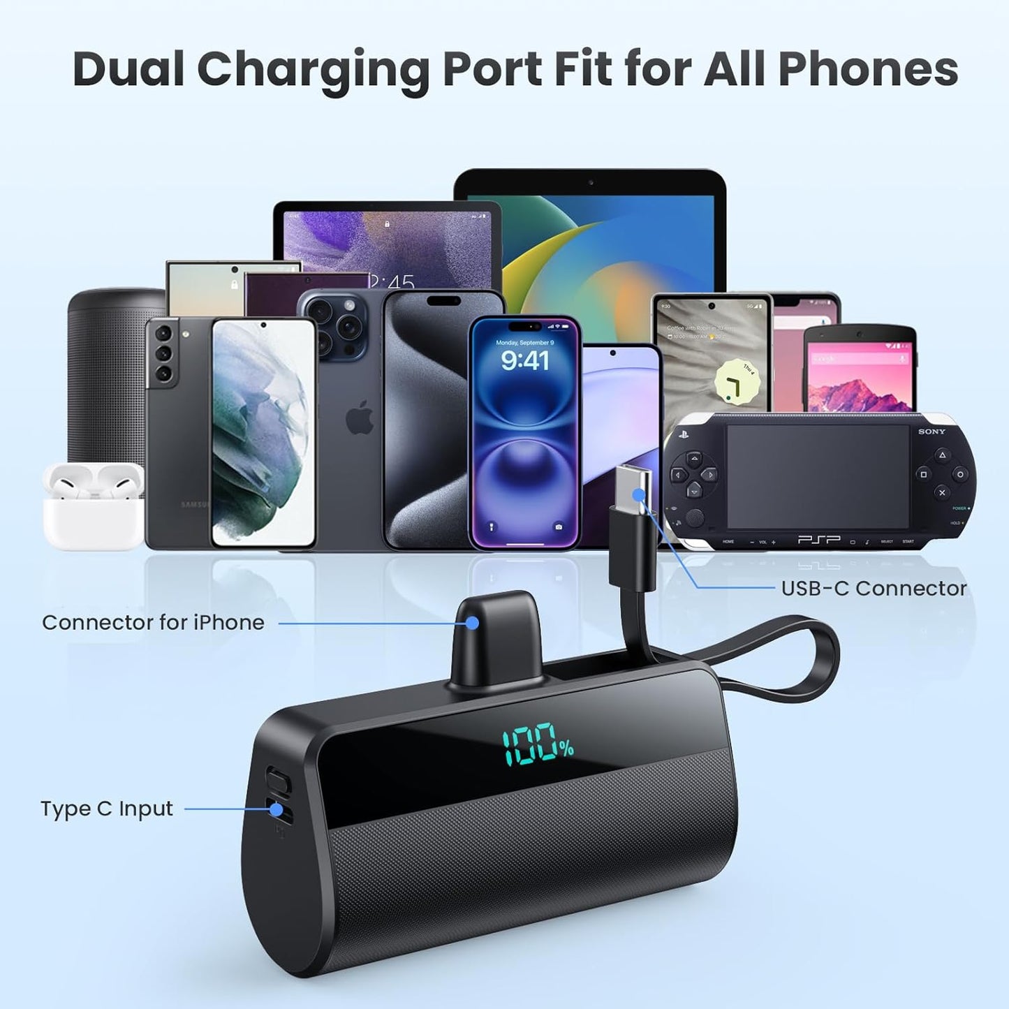 Powerbank mit LED-Display, A-Schwarz