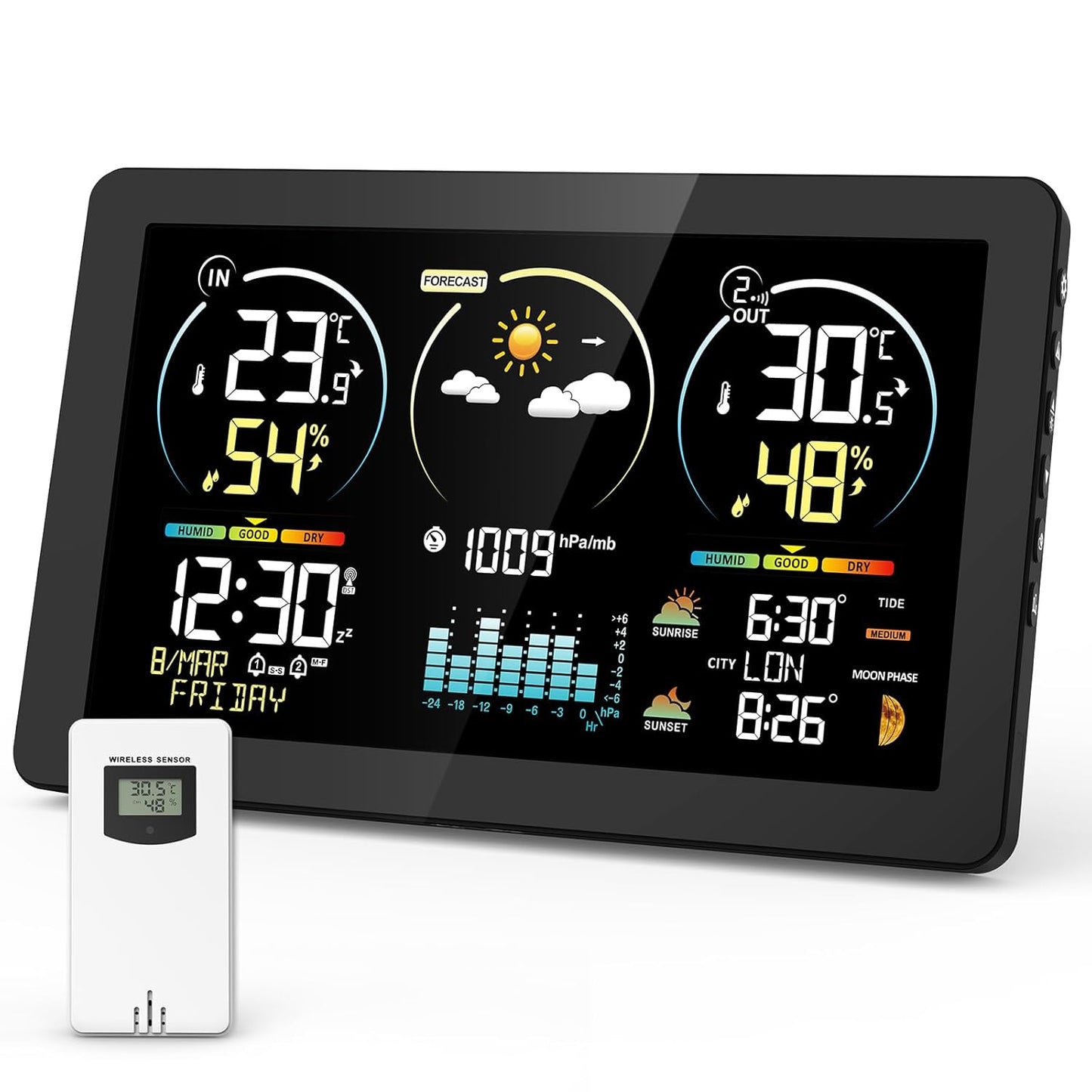 Wetterstation mit Aussensensor, 3378YC-BLACK