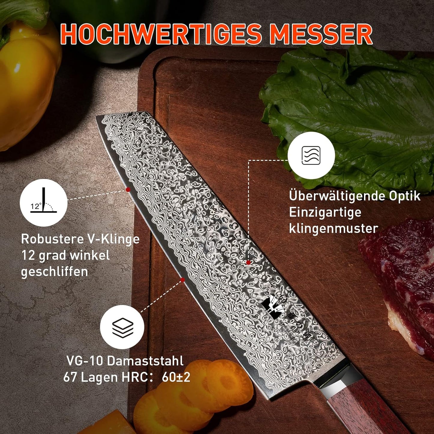 Kiritsuke Kochmesser, 20cm Kiritsuke Messer