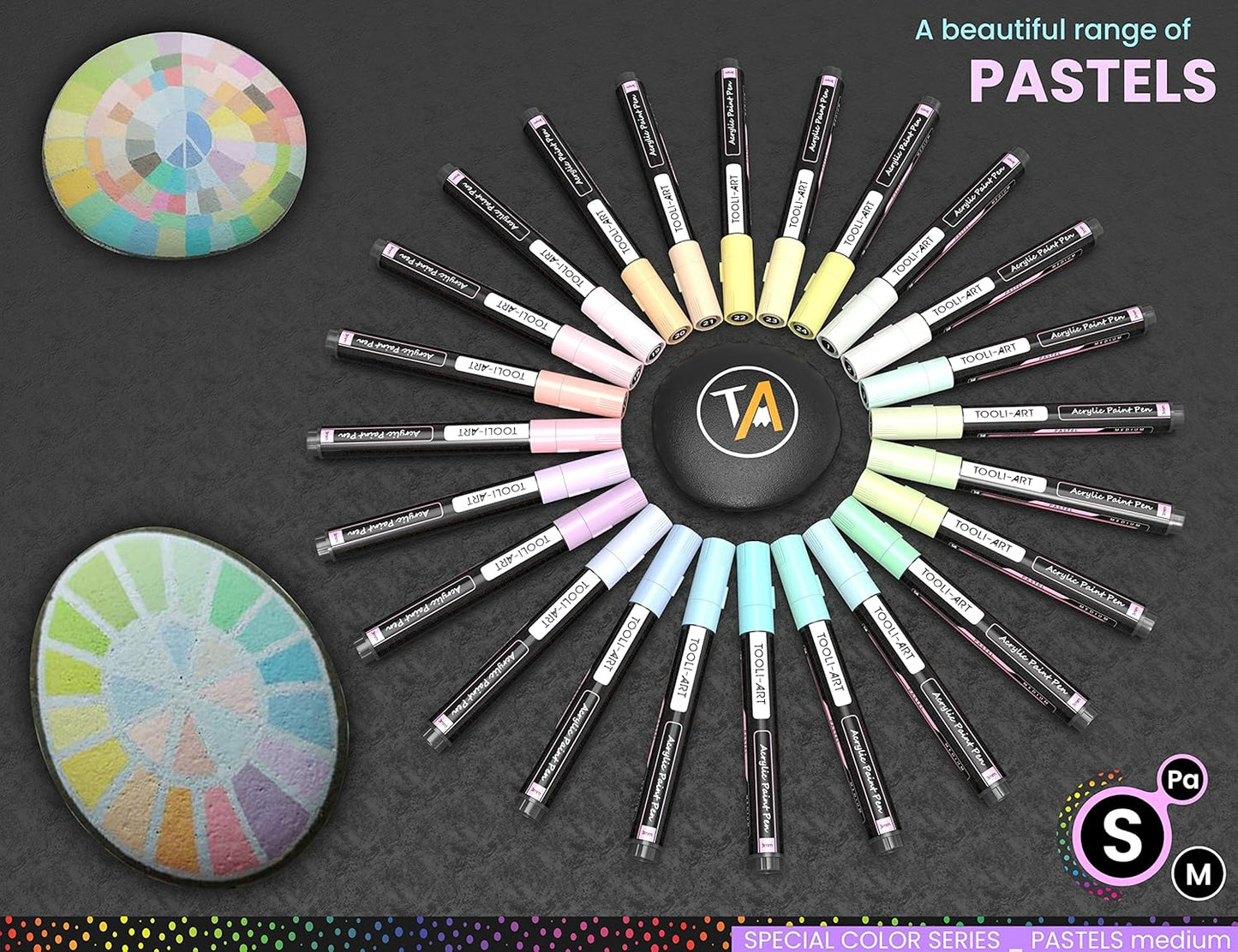 Acrylstifte-Set für Steinmalerei, PASTELL MITTEL