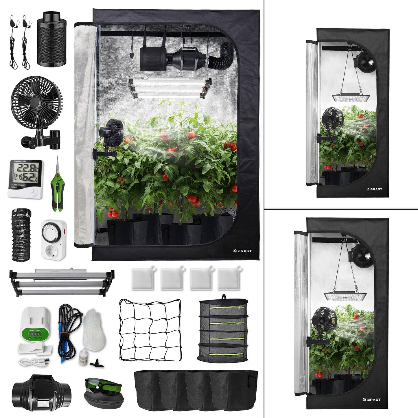 Growzelt Komplettset mit LED & Belüftungssystem, 120x60x180cm | XXL