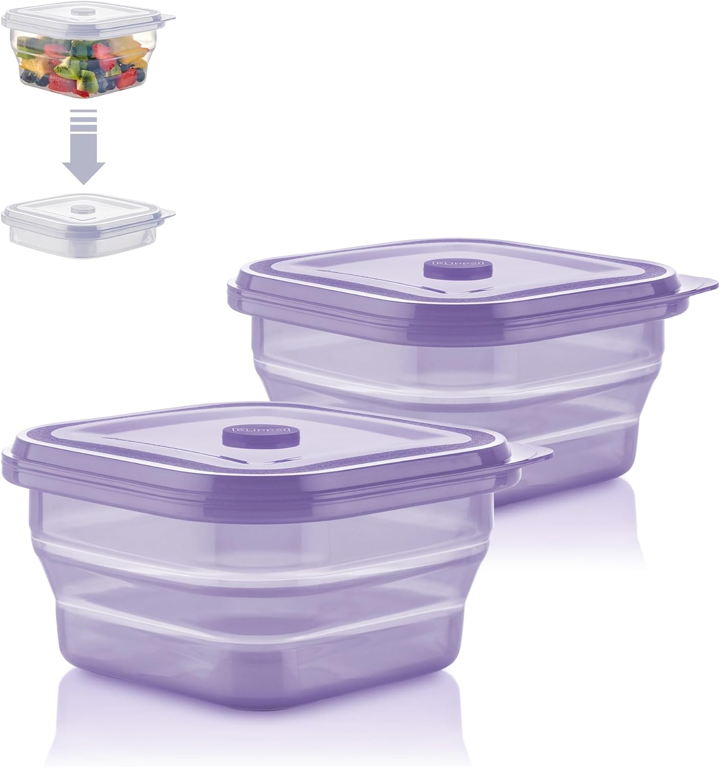 2er-Set Faltbare Frischhaltedosen, 900ml, Pflaume 900ml (Doppelpack)