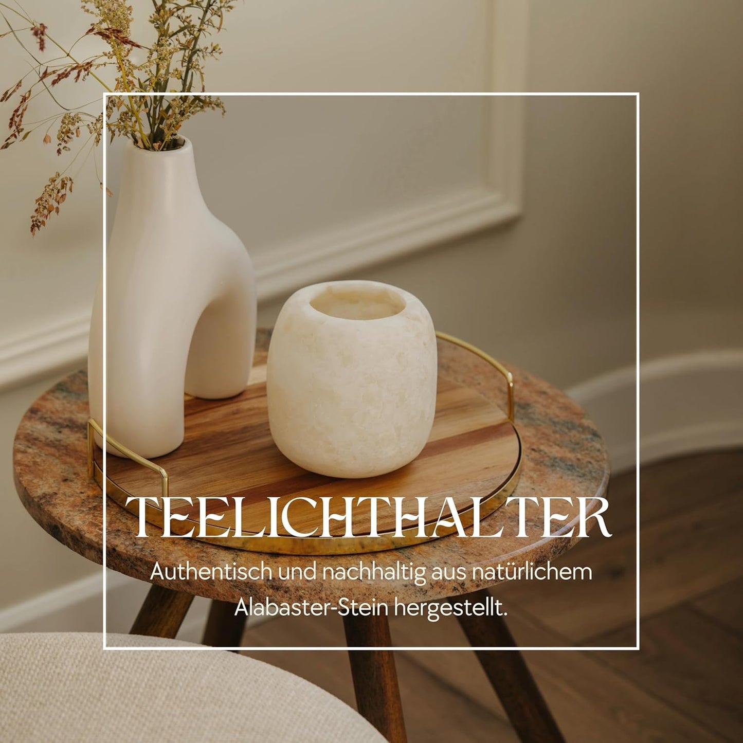 Kleiner Alabaster-Teelichthalter, Klein (7-9 cm)