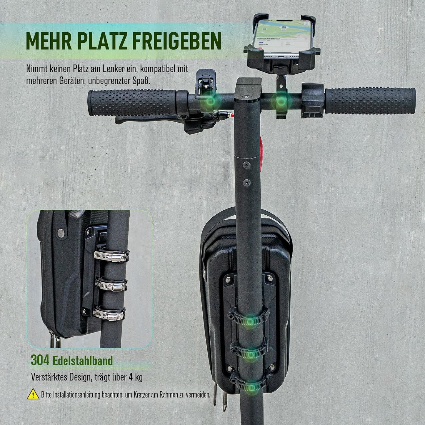 E-Scooter Tasche & Fahrradschloss Set, 2,8l mit Schloss/ Schnellspanner D