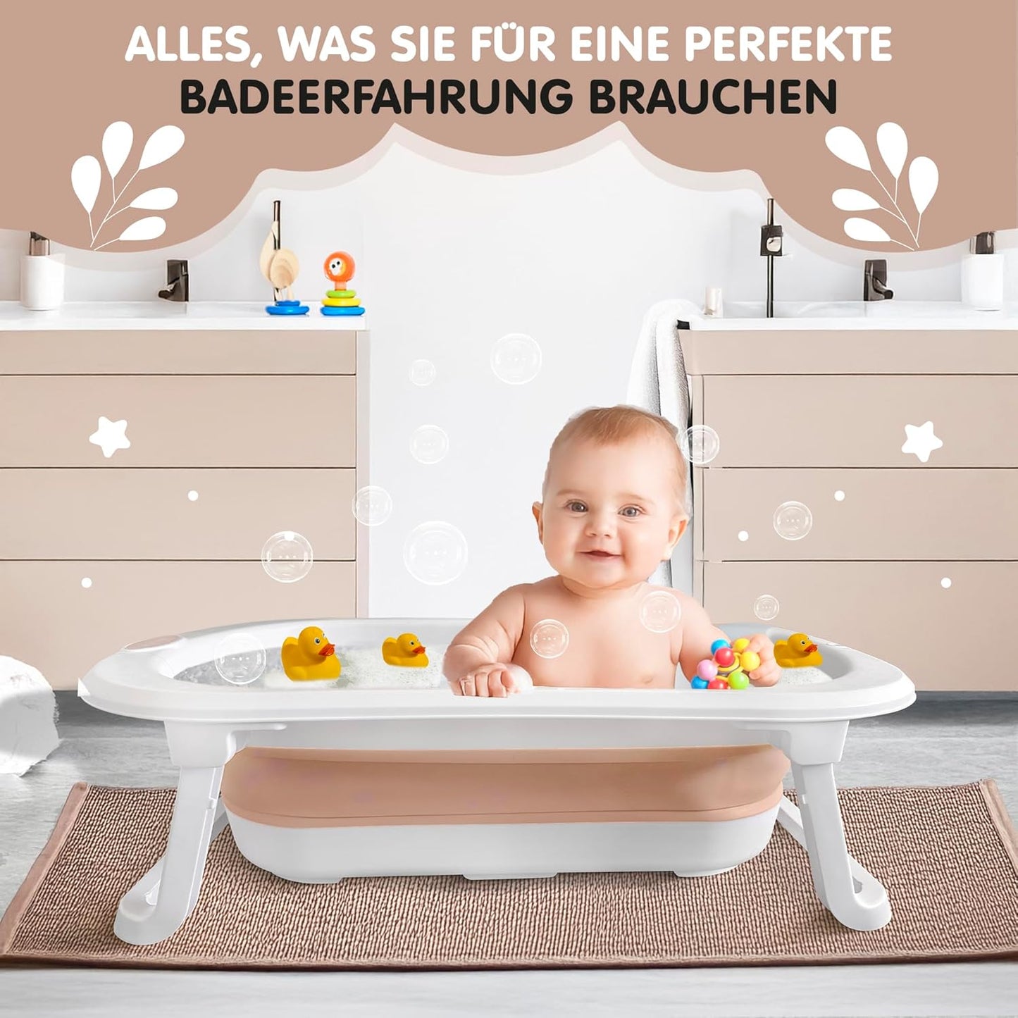 Faltbare Babywanne mit Sitz