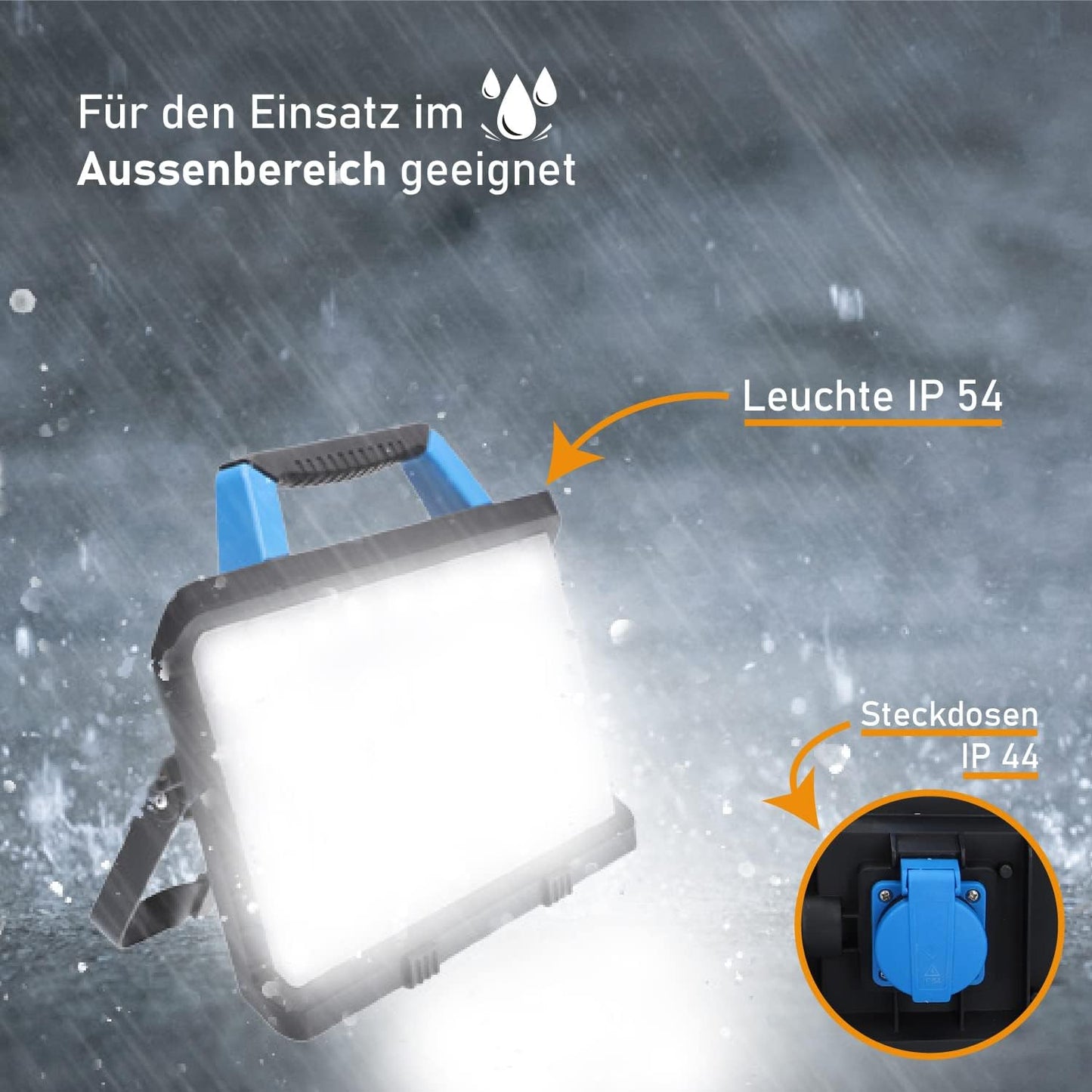 LED-Arbeitsleuchte mit Steckdose, 45 Watt