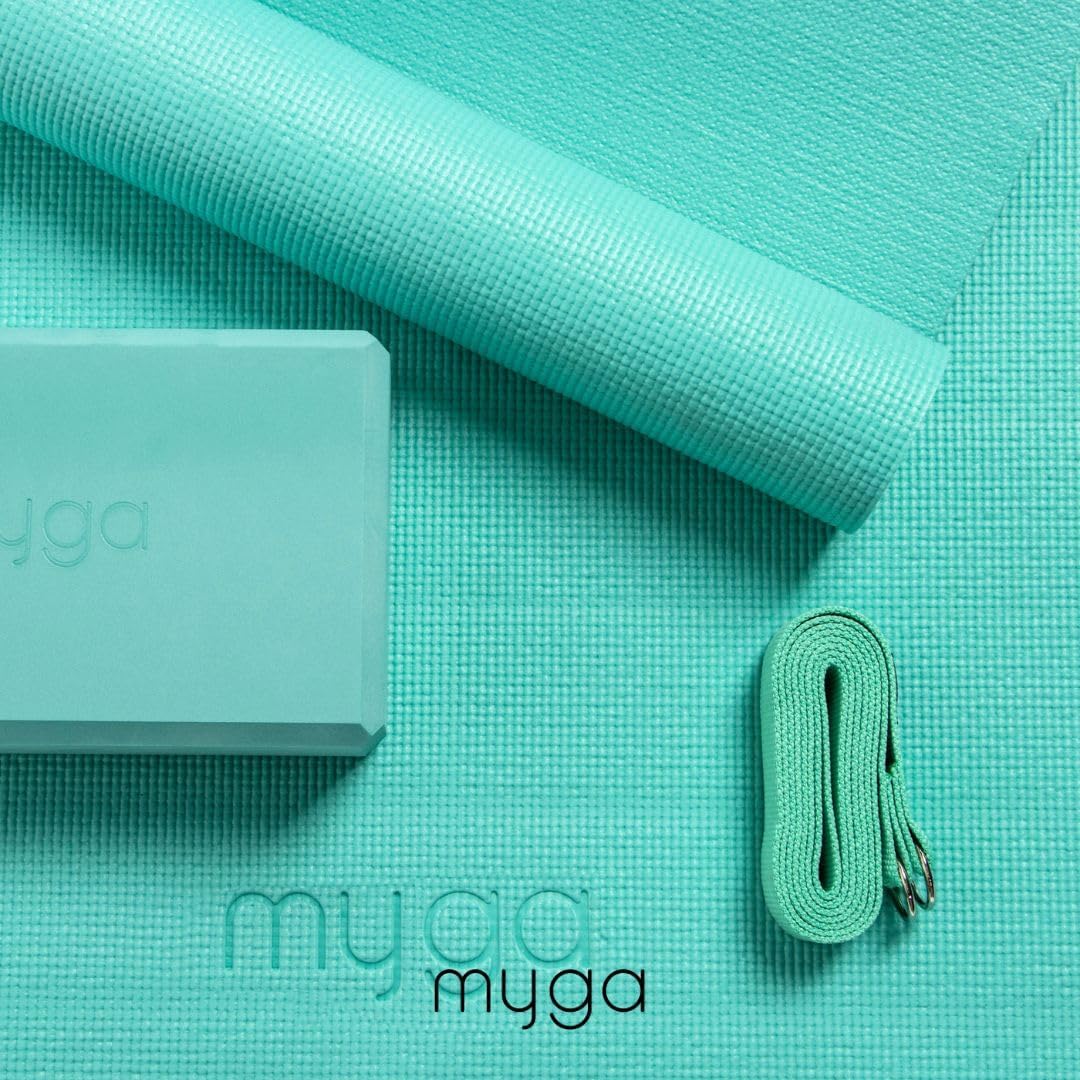 Yoga-Starter-Set mit Matte, Blöcken & Gurt, Türkis