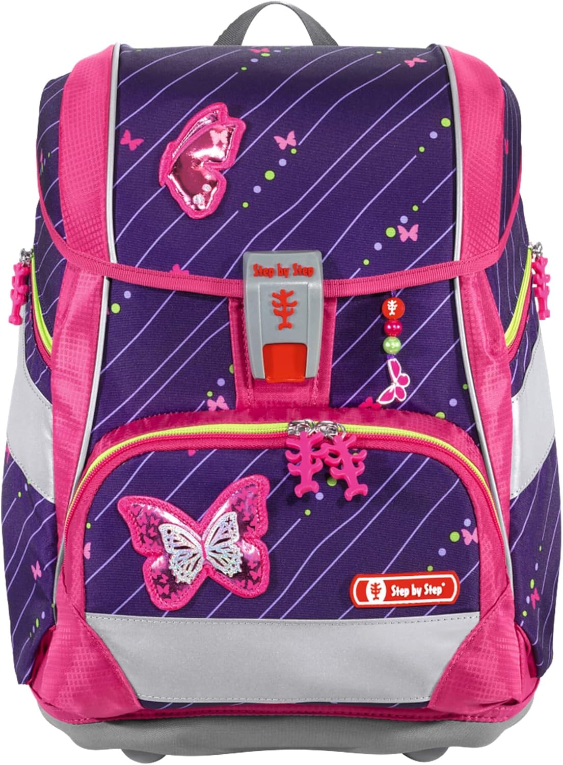 6-teiliges Schulranzen-Set Shiny Butterfly, Lila-pink