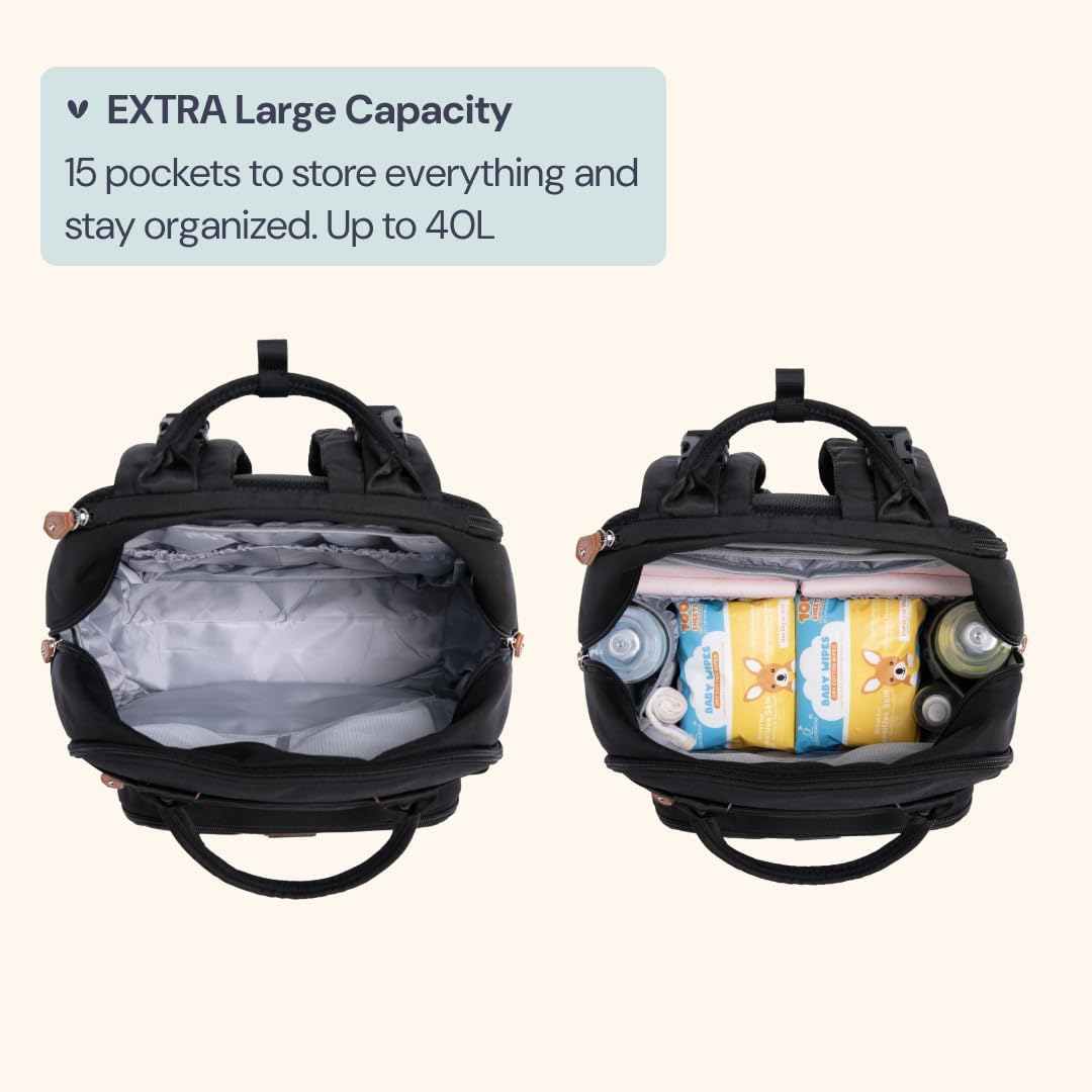 Rucksack mit Wickelauflage, Xl, Schwarz