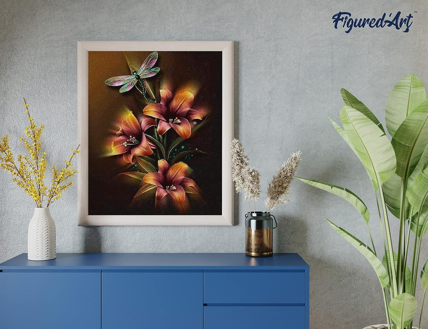 Diamond Painting, 40 x 50 cm, Lilien und Libelle 40x50cm (Ohne Rahmen)