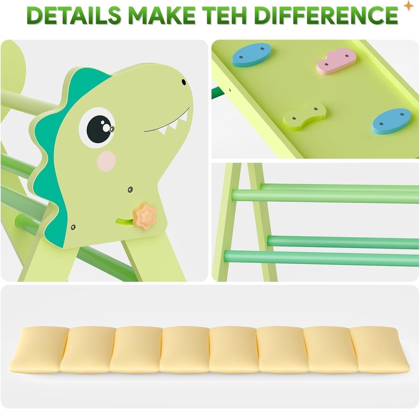 Kletterdreieck Indoor Set 9-in-1 für Kleinkinder, 0-7 grün