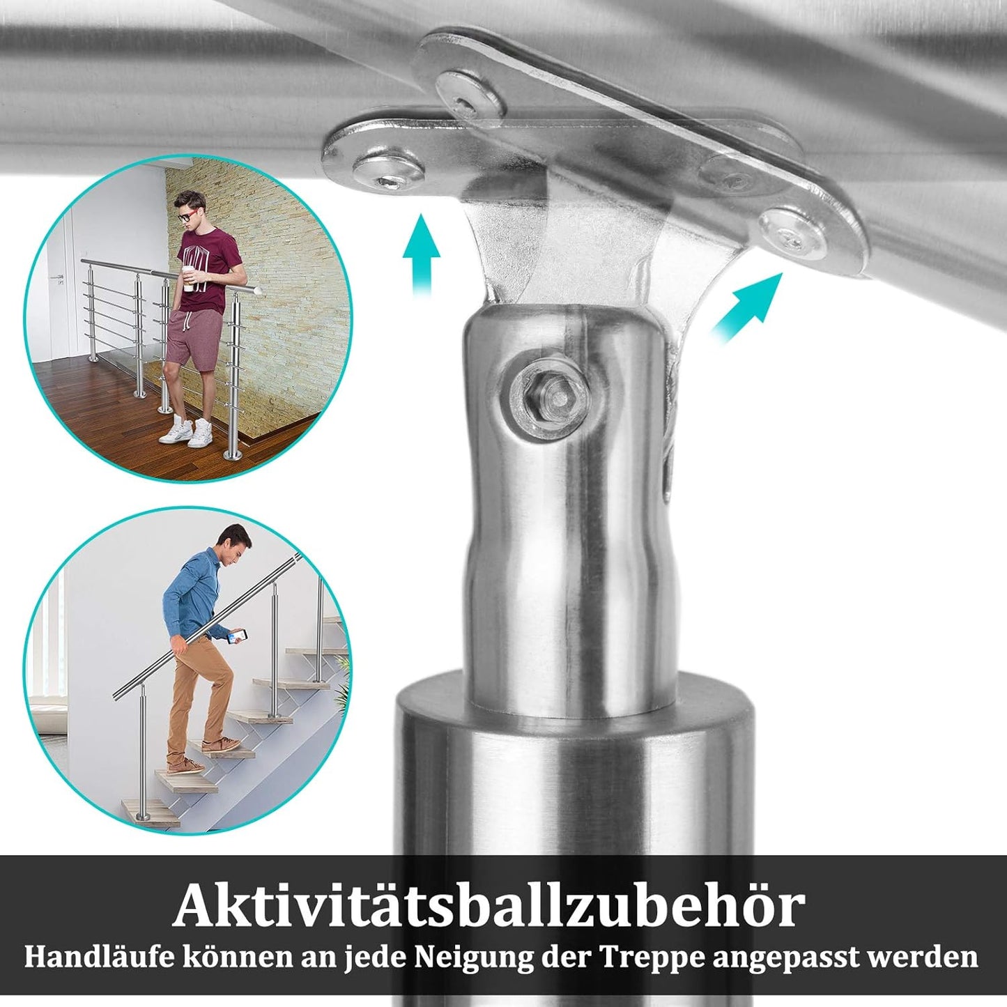 Edelstahl-Treppengeländer, 160cm 0 Querstreben