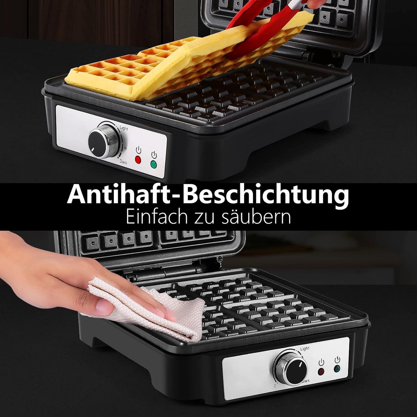 Belgisches Waffeleisen ‎SW-2130M mit Antihaftbeschichtung