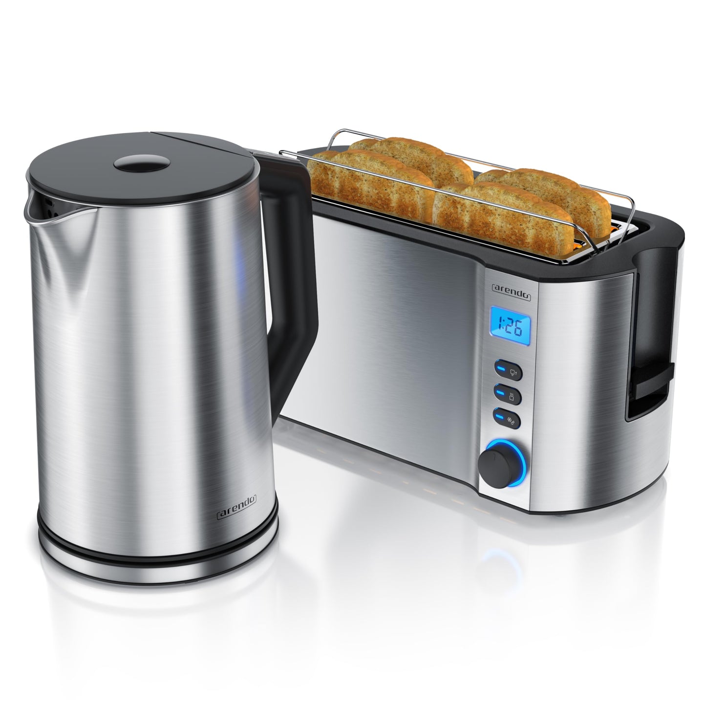 Wasserkocher mit Toaster-Set (4 Scheiben), C: Silber