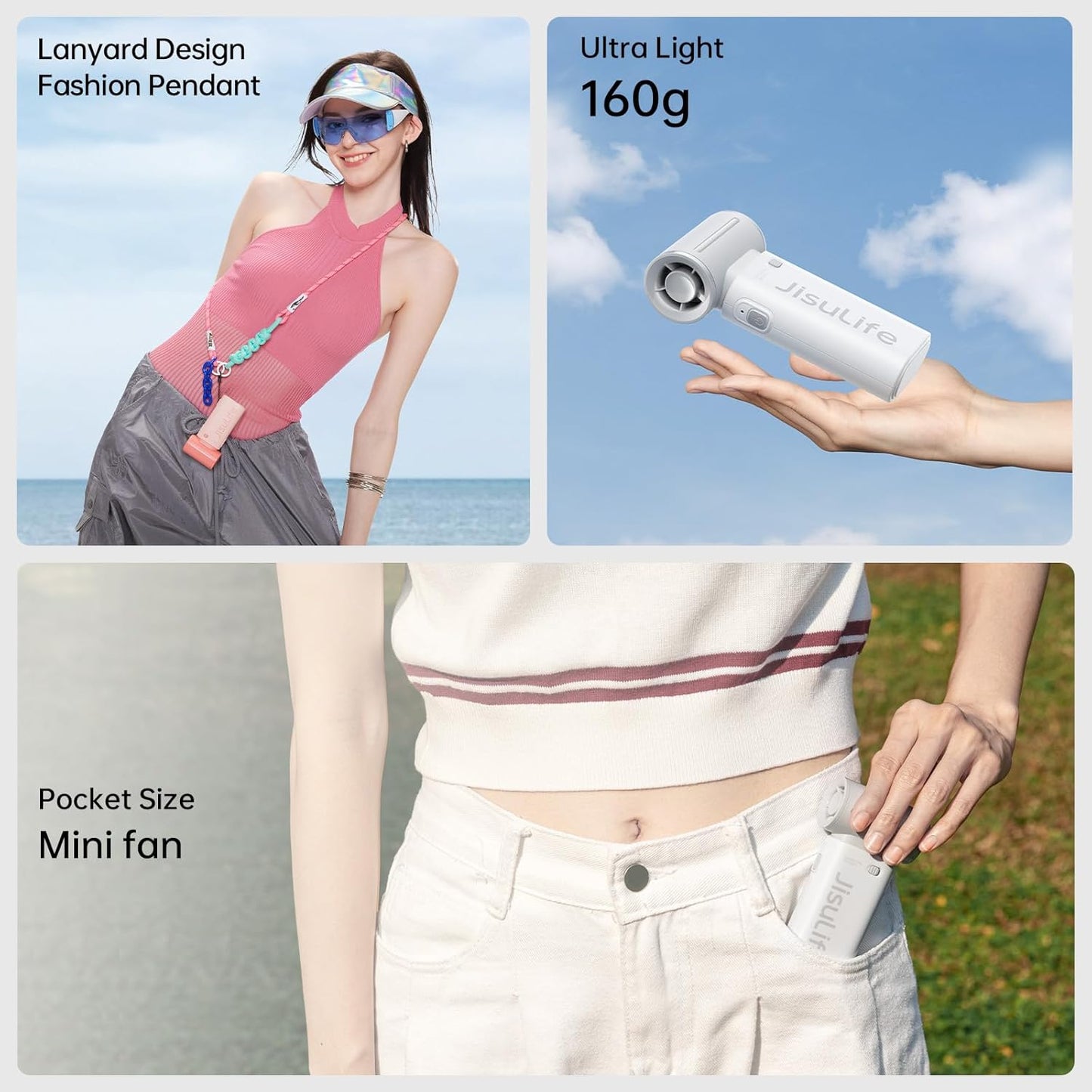 Tragbarer Handventilator, 3600mAh Grau