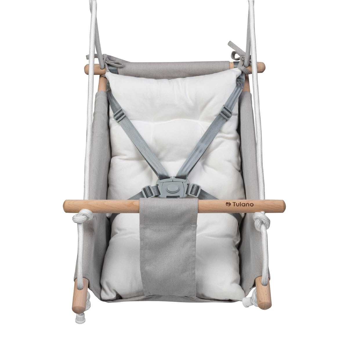 Babyschaukel mit Sicherheitsgurt, Grau-weiss