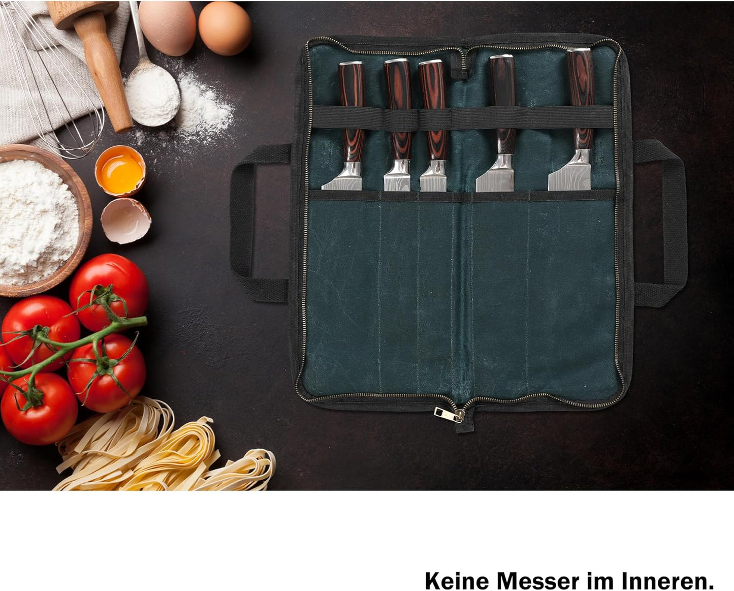 Kochmesser-Rolltasche, Dunkelgrün