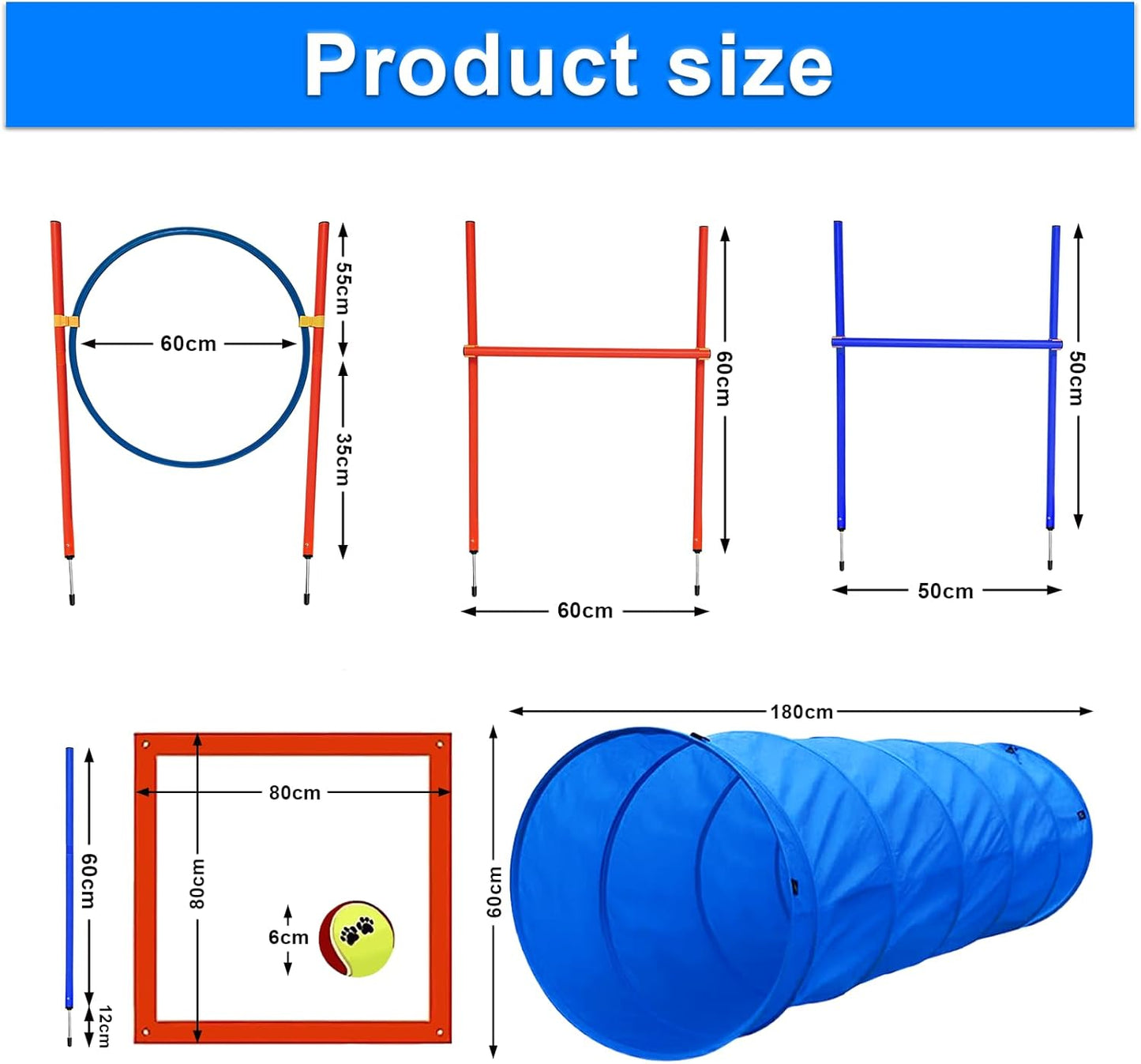 7-teiliges Agility Set mit Tunnel und Hürden