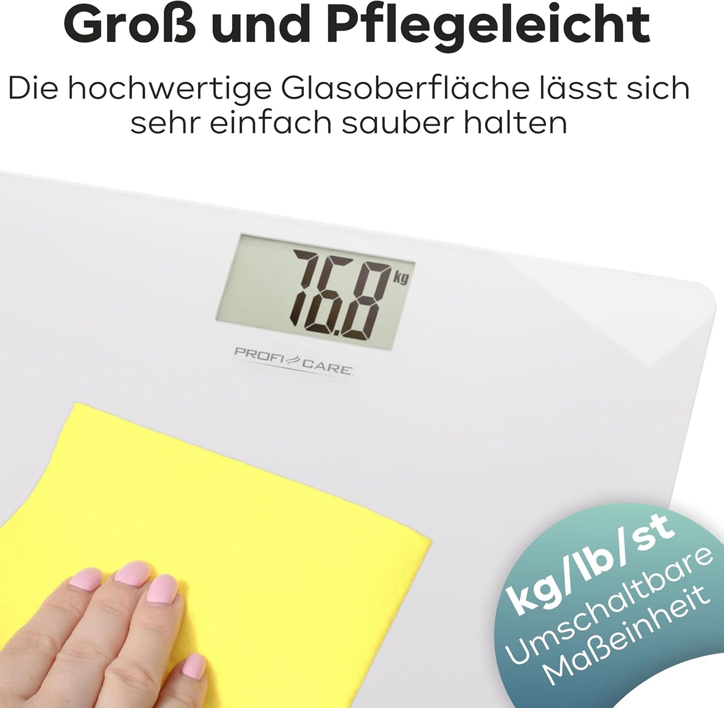 Digitale Personenwaage PC-PW 3122, Weiss 30 x 30 cm