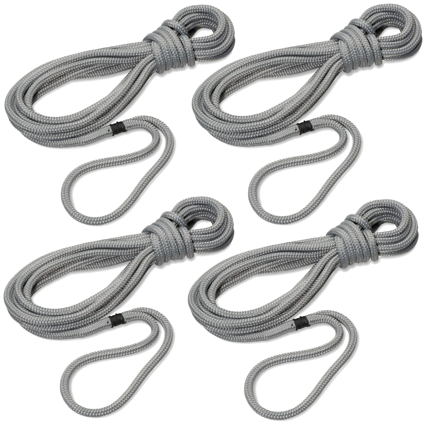 4er-Set Festmacherleine, Silbergrau 2x6m Länge, 2x8m Länge