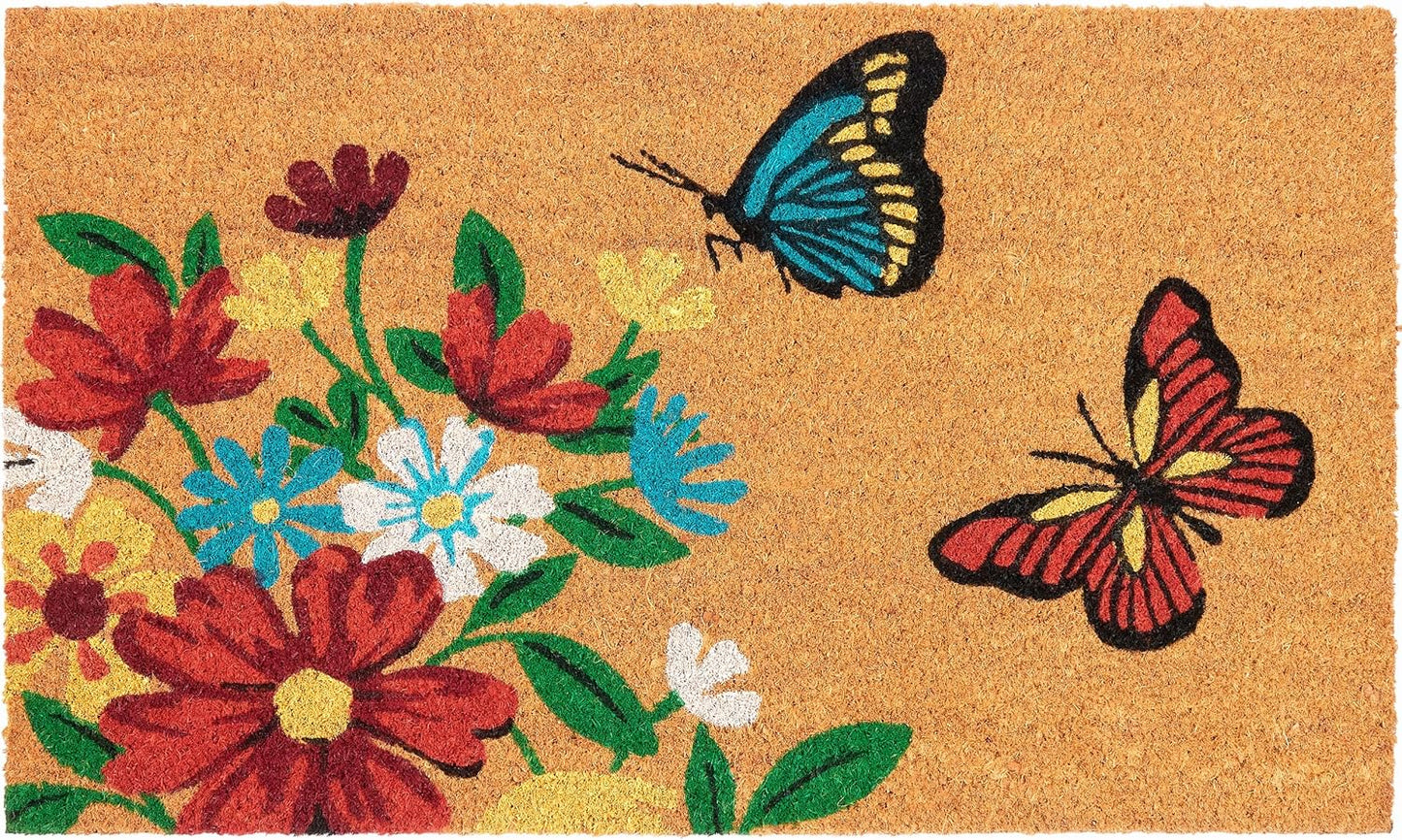 Antirutsch Fussmatte, Schmetterlinge und Blumen