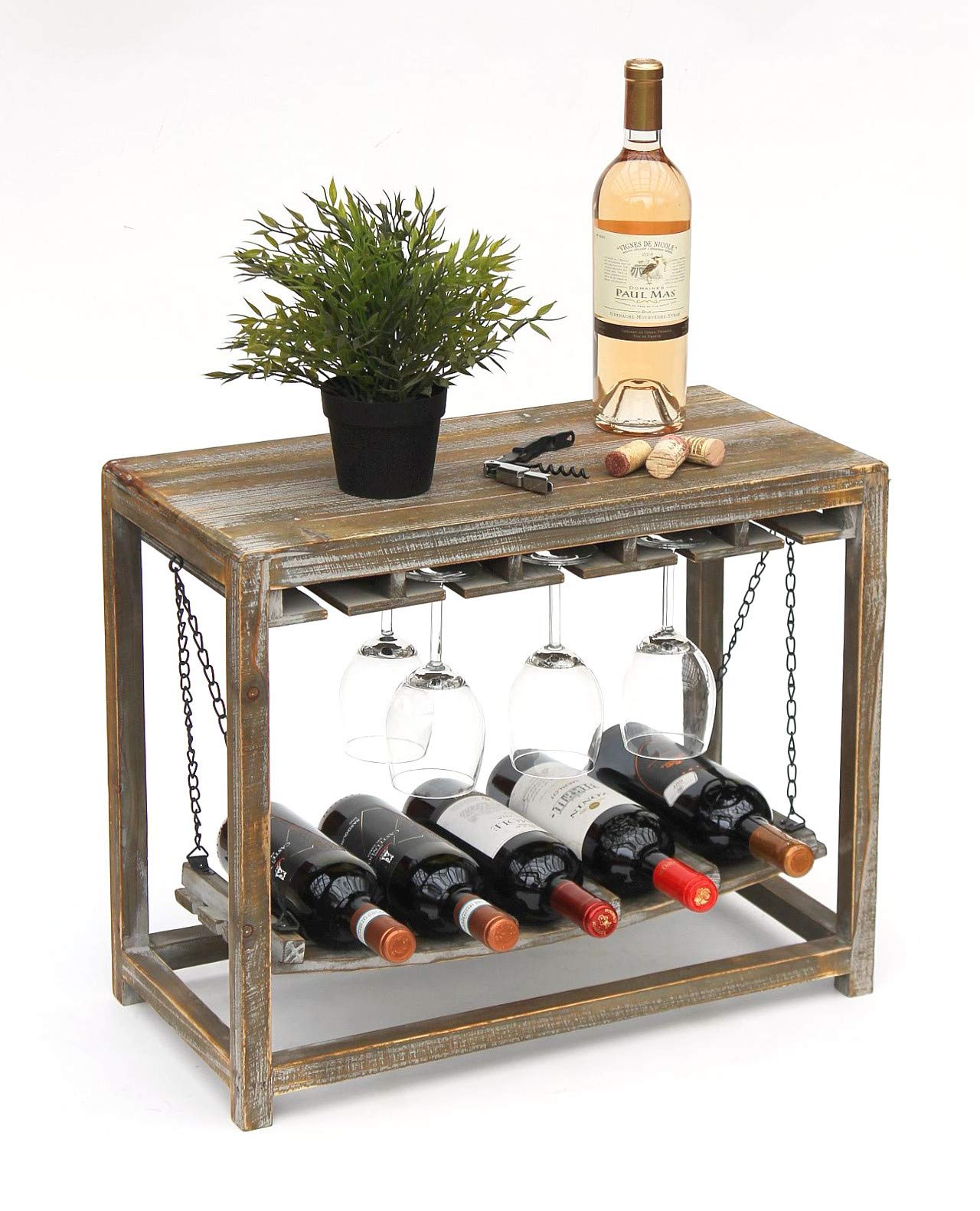 Weinregal mit Ablage und Glashalter