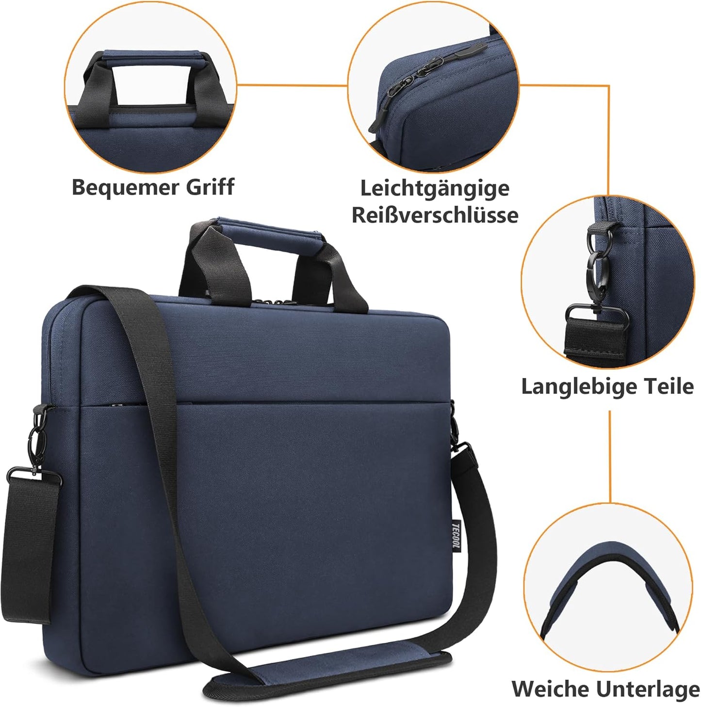 Laptoptasche, Stossfest, Wasserdicht, Dunkelblau 17-17,3 Zoll