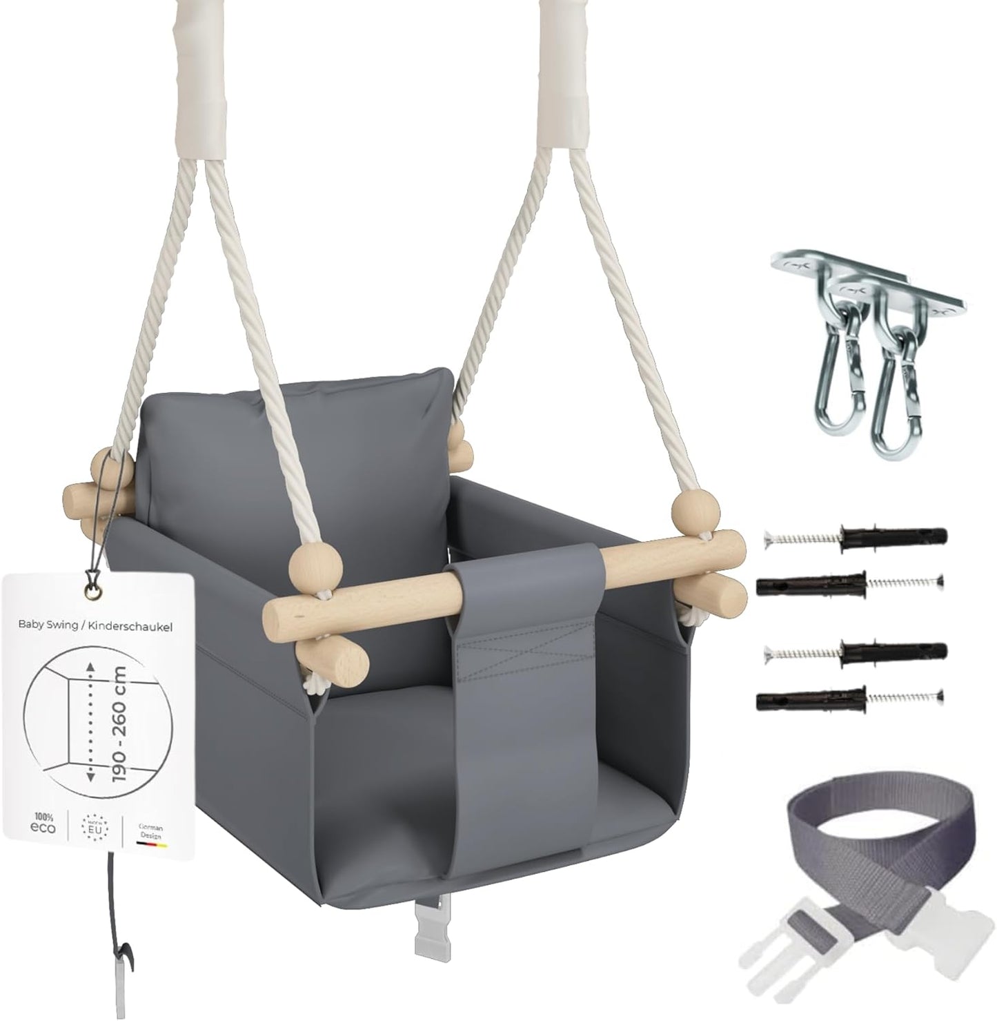 Indoor-Kleinkinderschaukel aus Holz, Beige