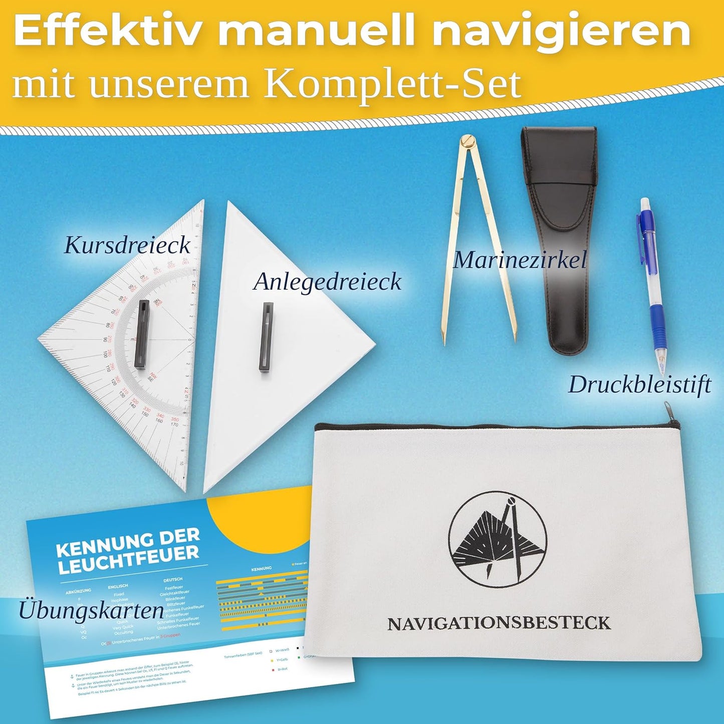 Navigationsbesteck-Set für Sportbootführerschein, 26 cm