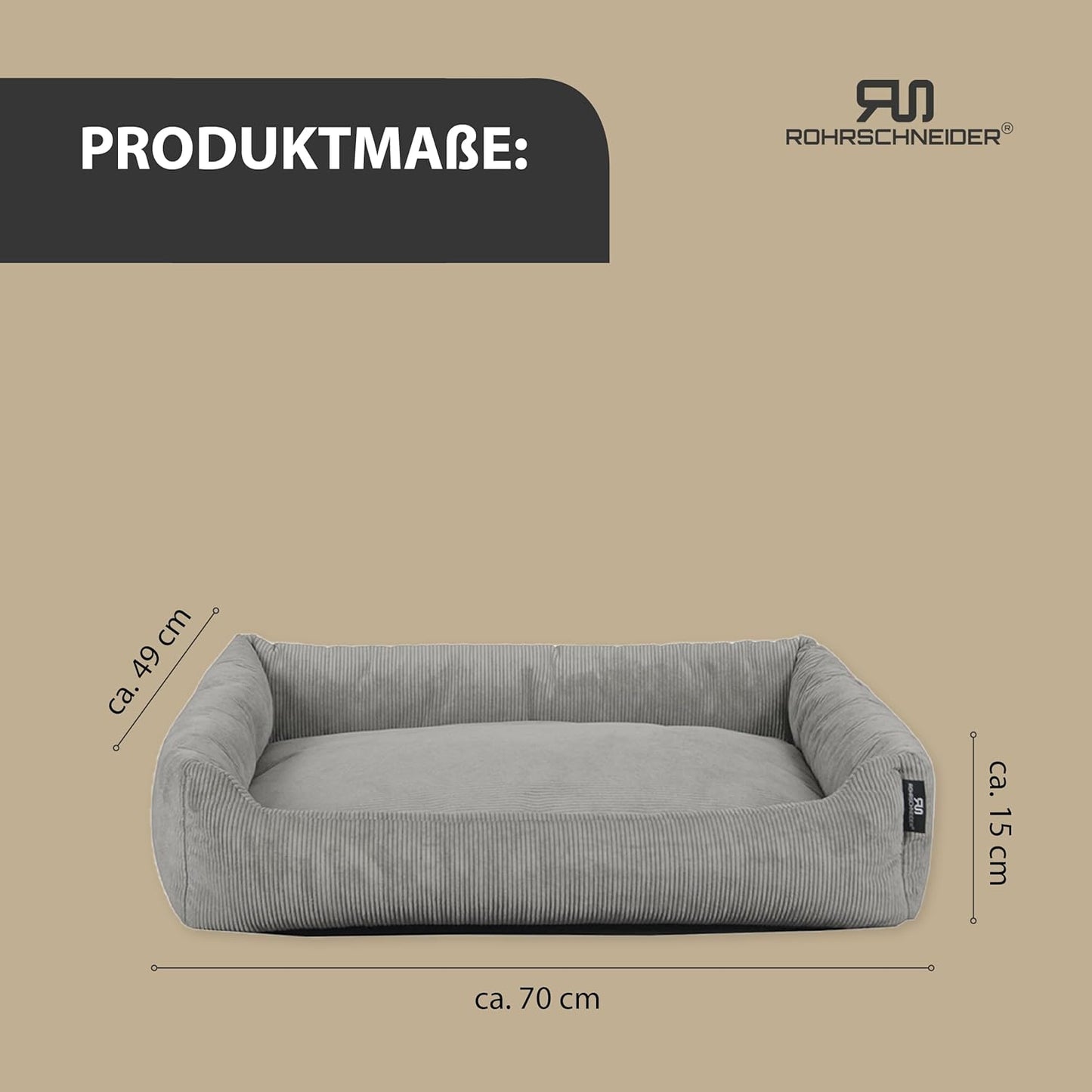 Katzenbett mit Spielkugelset, Grau feiner Cordstoff