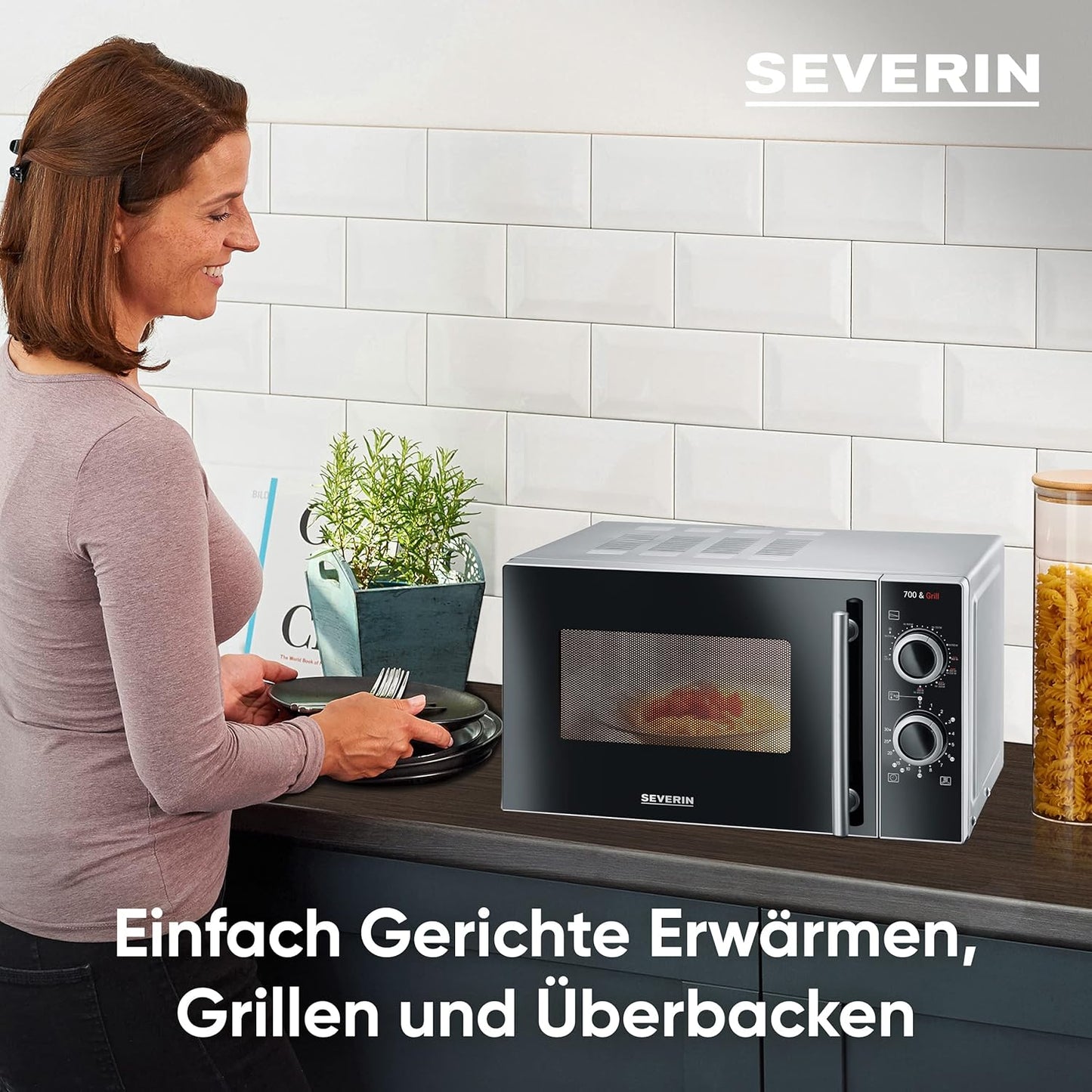 2-in-1 Mikrowelle mit Grillfunktion MW 7771, 20L, Schwarz, mit Grillfunktion