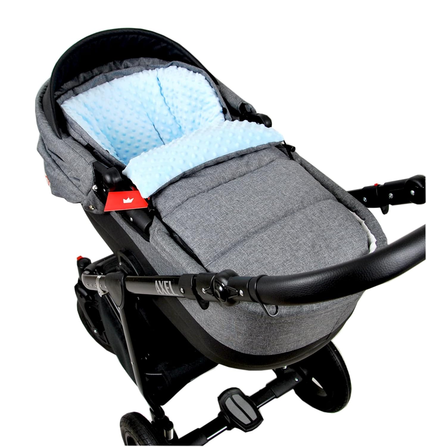 Minky Thermo-Fusssack für Kinderwagen, Grau + Blau