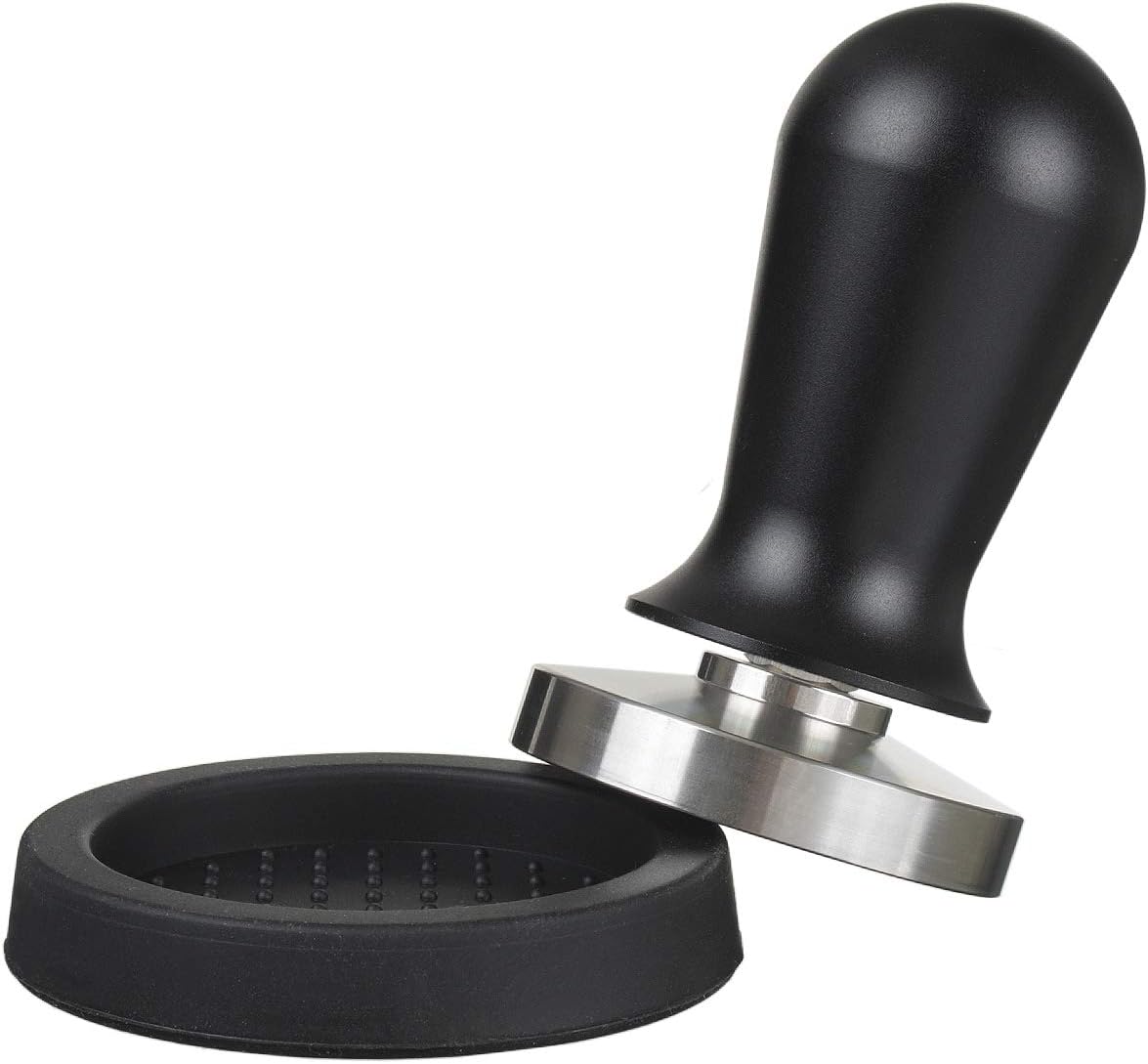Espresso-Tamper Set, 41 mm, Set (41 mm + Tamperablage) Schwarz