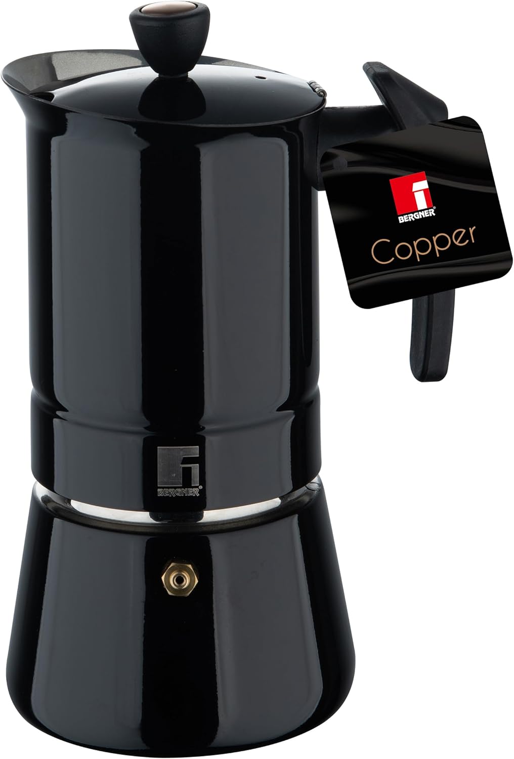 Edelstahl-Kaffeemaschine für 6 Tassen, Schwarz/Kupfer 6 Tassen