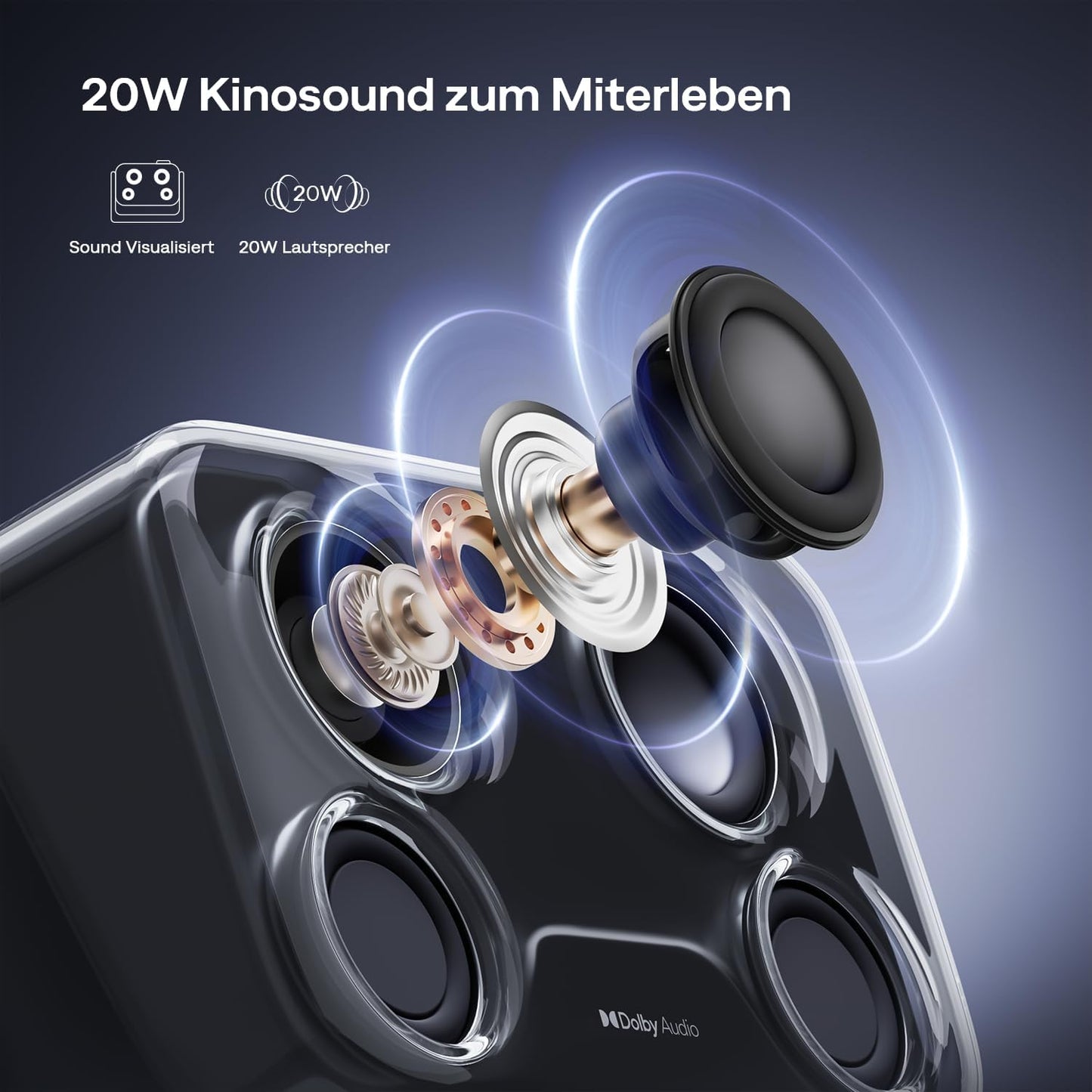 Boom Mini 4-in-1 Smart Beamer mit Google TV, Schwarz