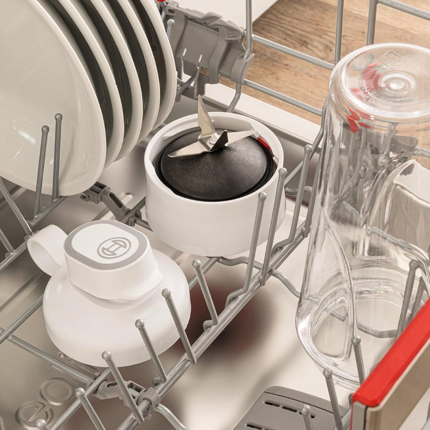 Mini-Standmixer mit ToGo-Flasche, Silber / Weiss ; 450 W