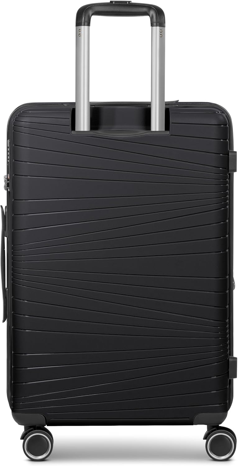 Hartschalen-Trolley mit 4 Rollen, Schwarz Koffer M (65 cm) erweiterbar