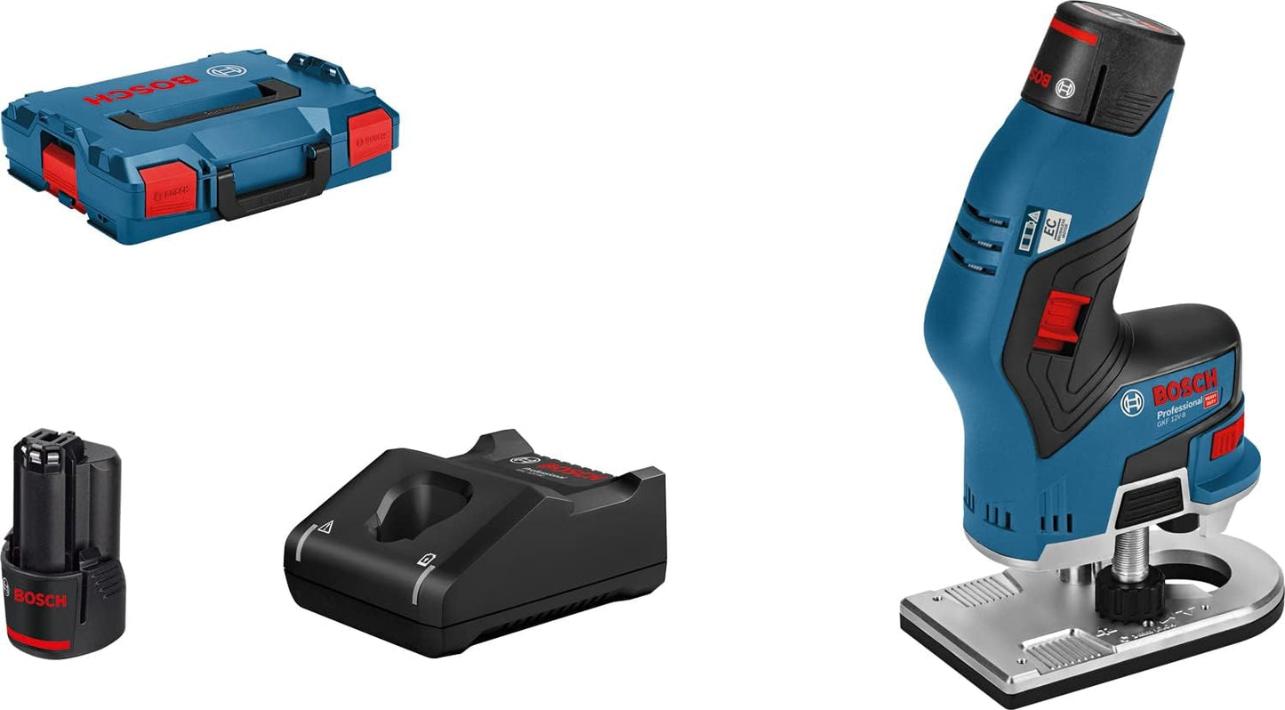 Akku-Kantenfräse Gkf 12V-8, GKF 12V-8 (in L-BOXX), + Akkus, Lader, 8mm Fräskopf