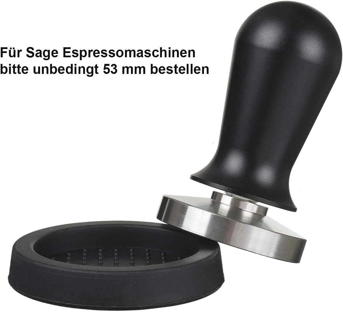 Espresso Tamper Perfetto mit Tamperablage, Set (54 mm + Tamperablage) Schwarz