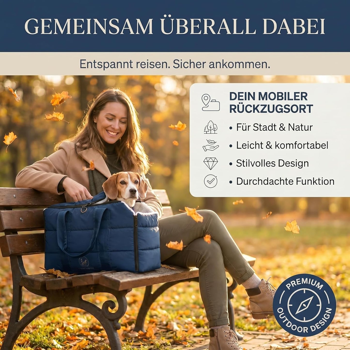 3-in-1 Hundetasche für kleine Haustiere, Navy Blau