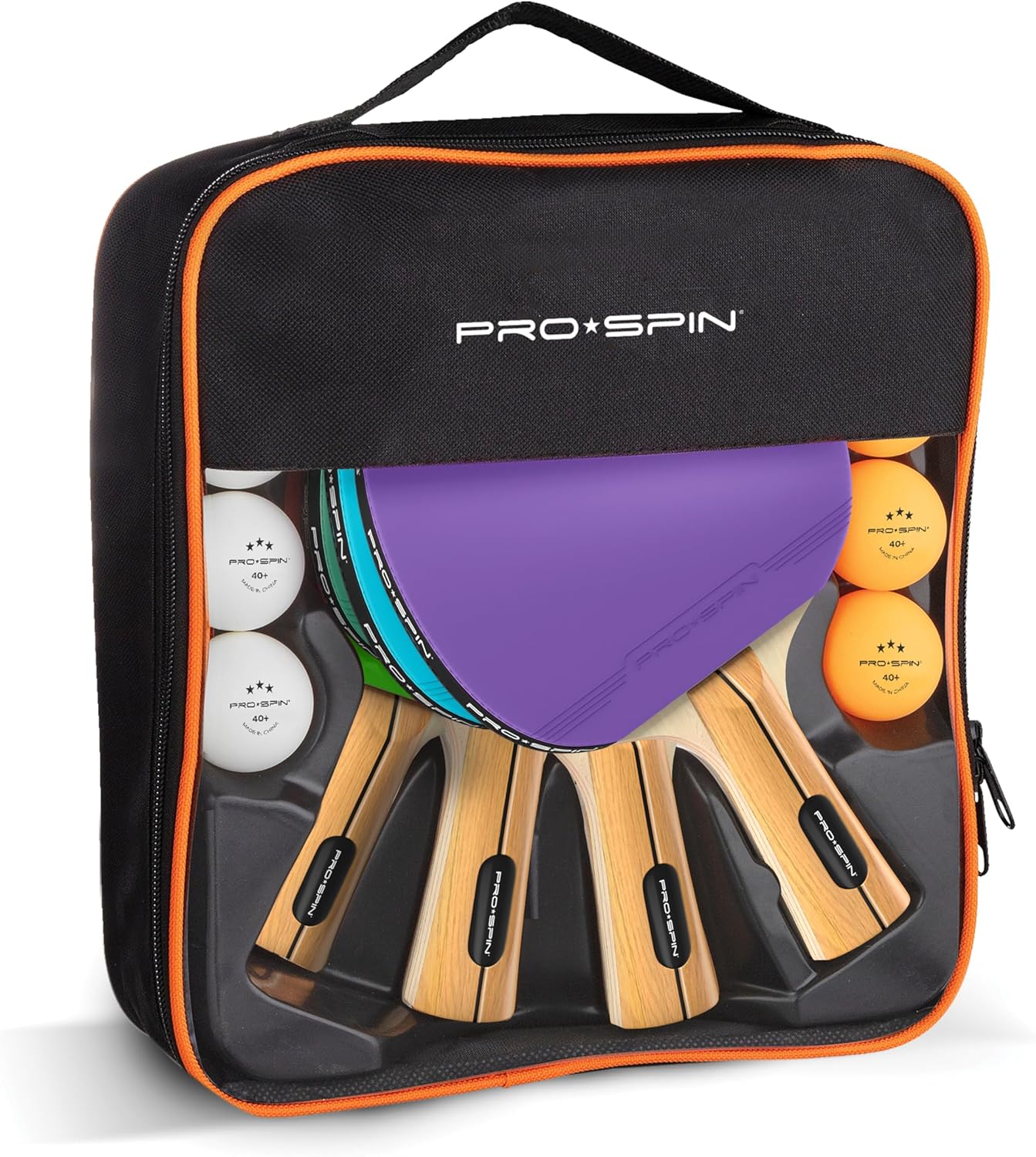 Tischtennisschläger-Set für 4 Spieler, Set für 4 Spieler | Lila/Blau/Mint/Grün