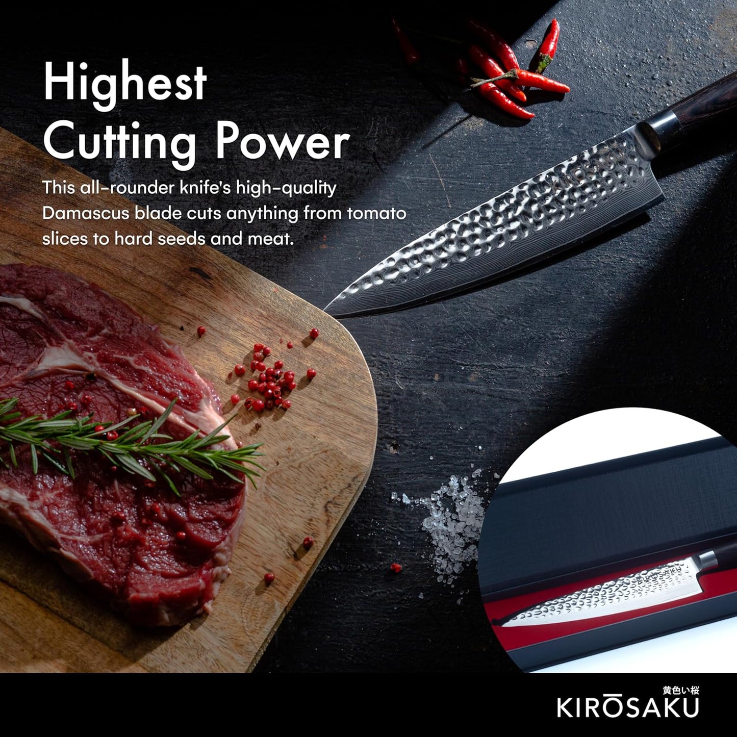 Santoku Küchenmesser, I. Dunkelbraun, 20 cm